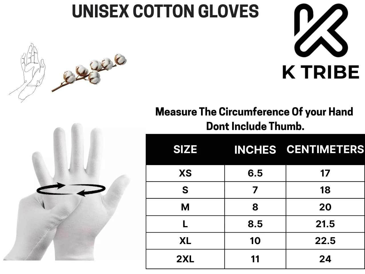 100% COTTON WHITE GLOVES Sizes-S to 2XL Moisturising Eczema TOUCH SCREEN UNISEX