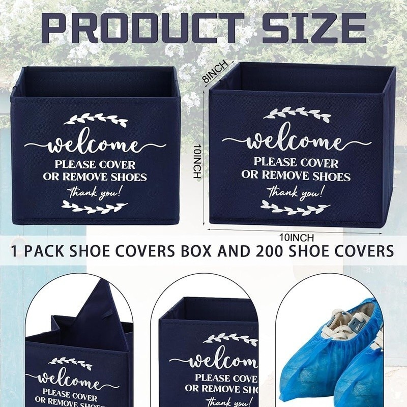 Disposable Shoe Covers 200 Pack W/ Foldable Storage Box Cleanliness Indoor Use