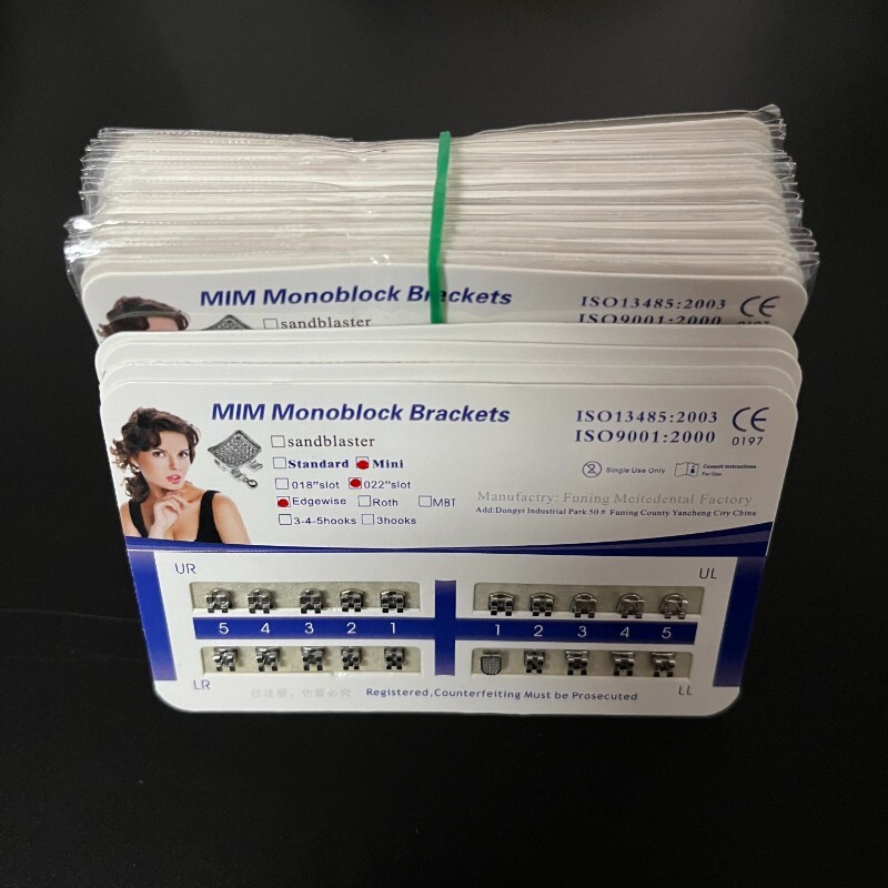Dental Orthodontics MIM Monoblock Brackets Mini Edgewise 022 no hooks Mesh Base