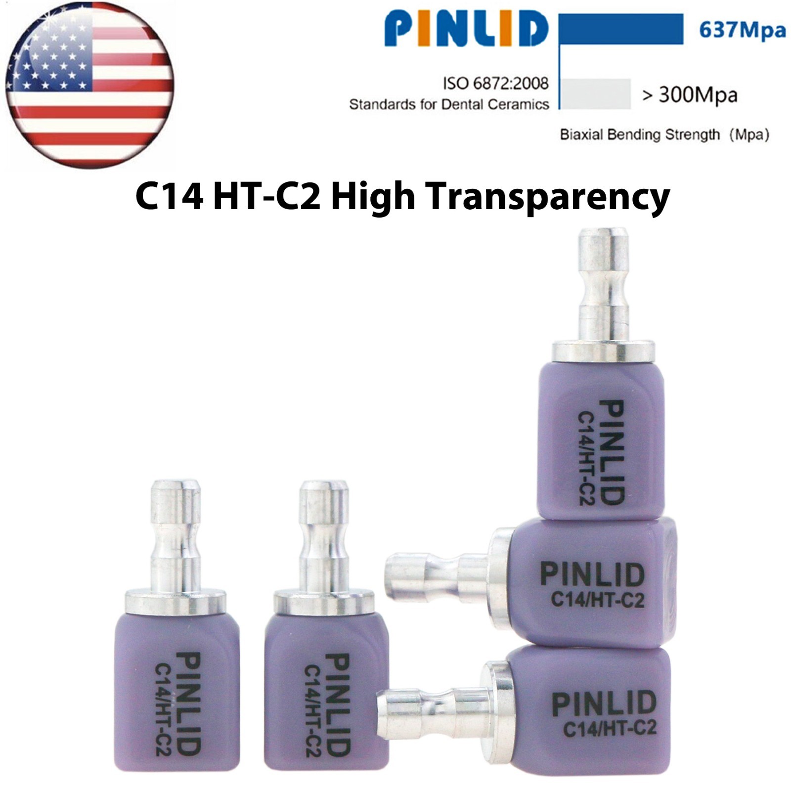 US C14 HT High Transparency Glass Ceramic Block Lithium Disilicate CAD/CAM Cerec