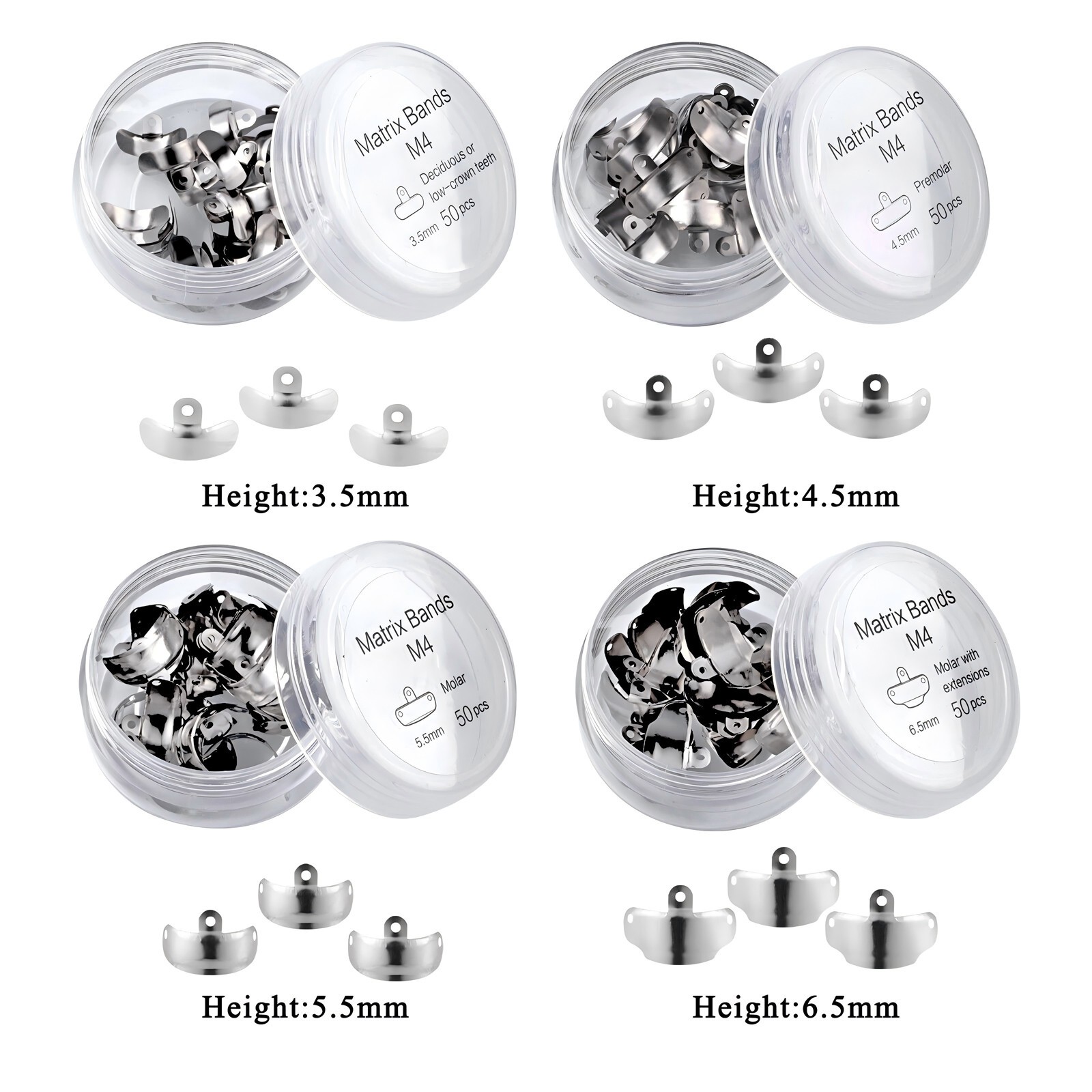 Dental Sectional Matrix Bands M4 1.0 2.0 With Holes 3.5/4.5/5.5/6.5mm Non-Stick