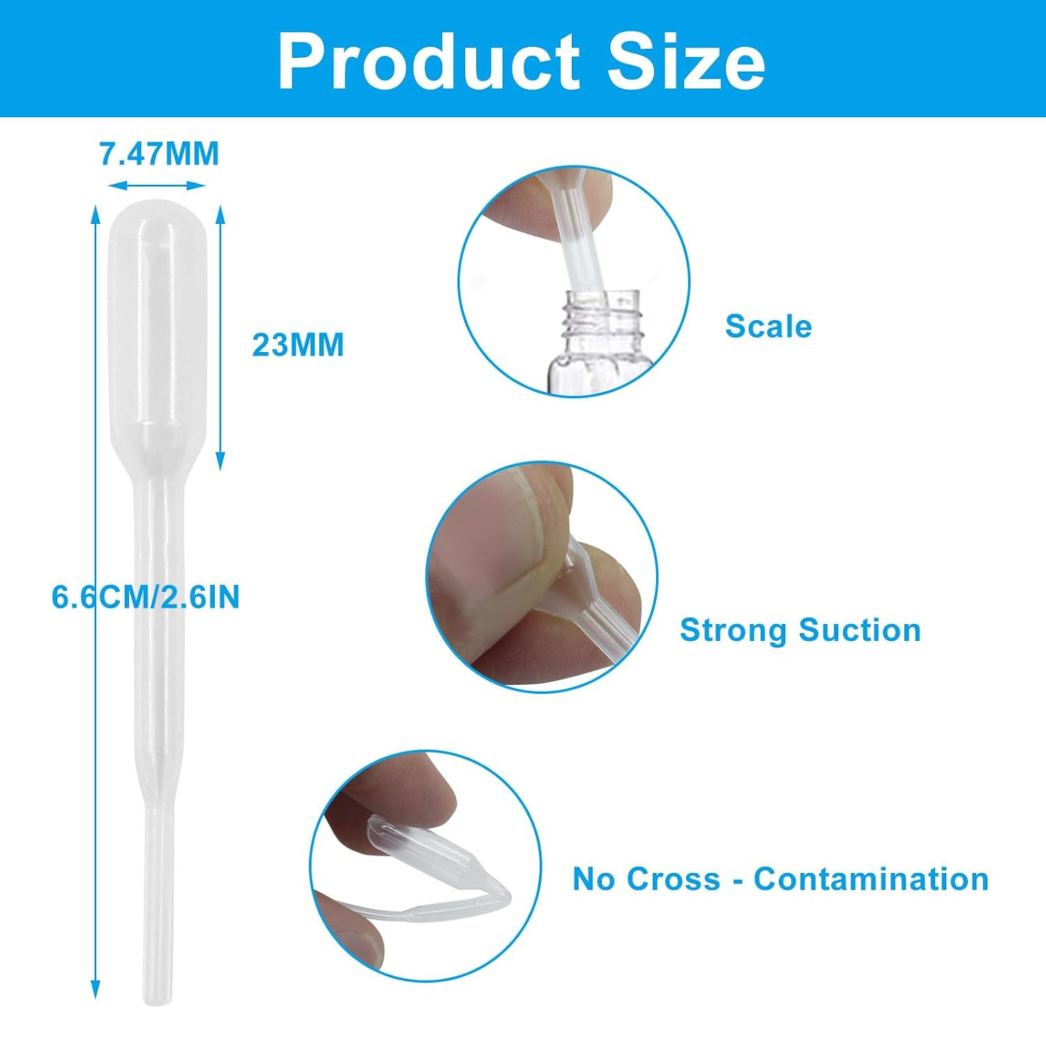 200 Pieces 0.2 Ml Disposable Graduated Transfer Pipettes, Clear Plastic Eye