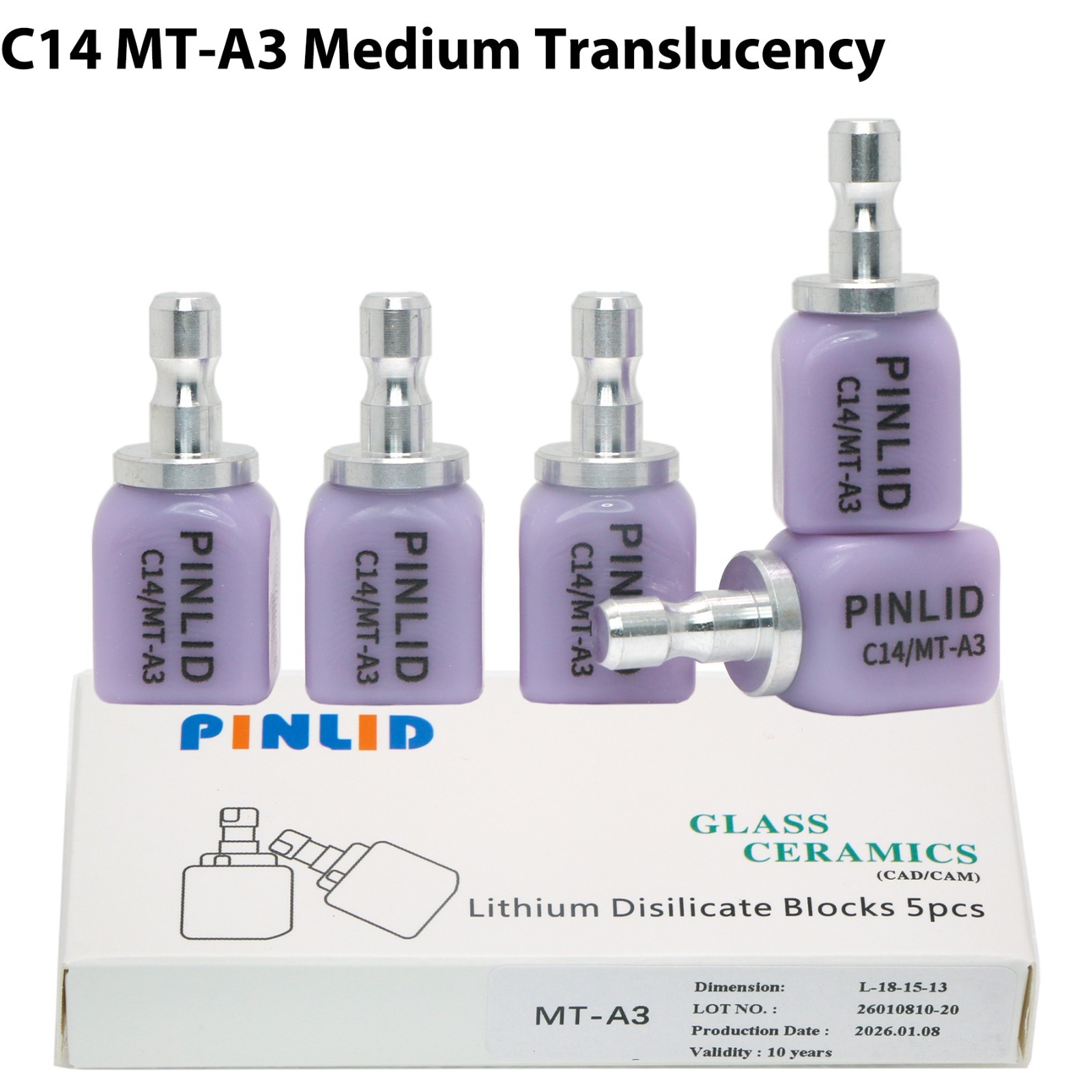 Dental C14 MT Emax Glass Ceramic Blocks Lithium Disilicate CAD/CAM CEREC