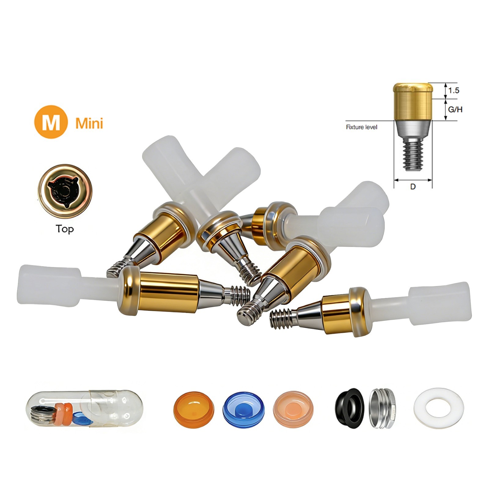 Hiossen Implant Locator Titanium Abutment 3.7mm Dia 1-7.0 mm Height Mini/Regular