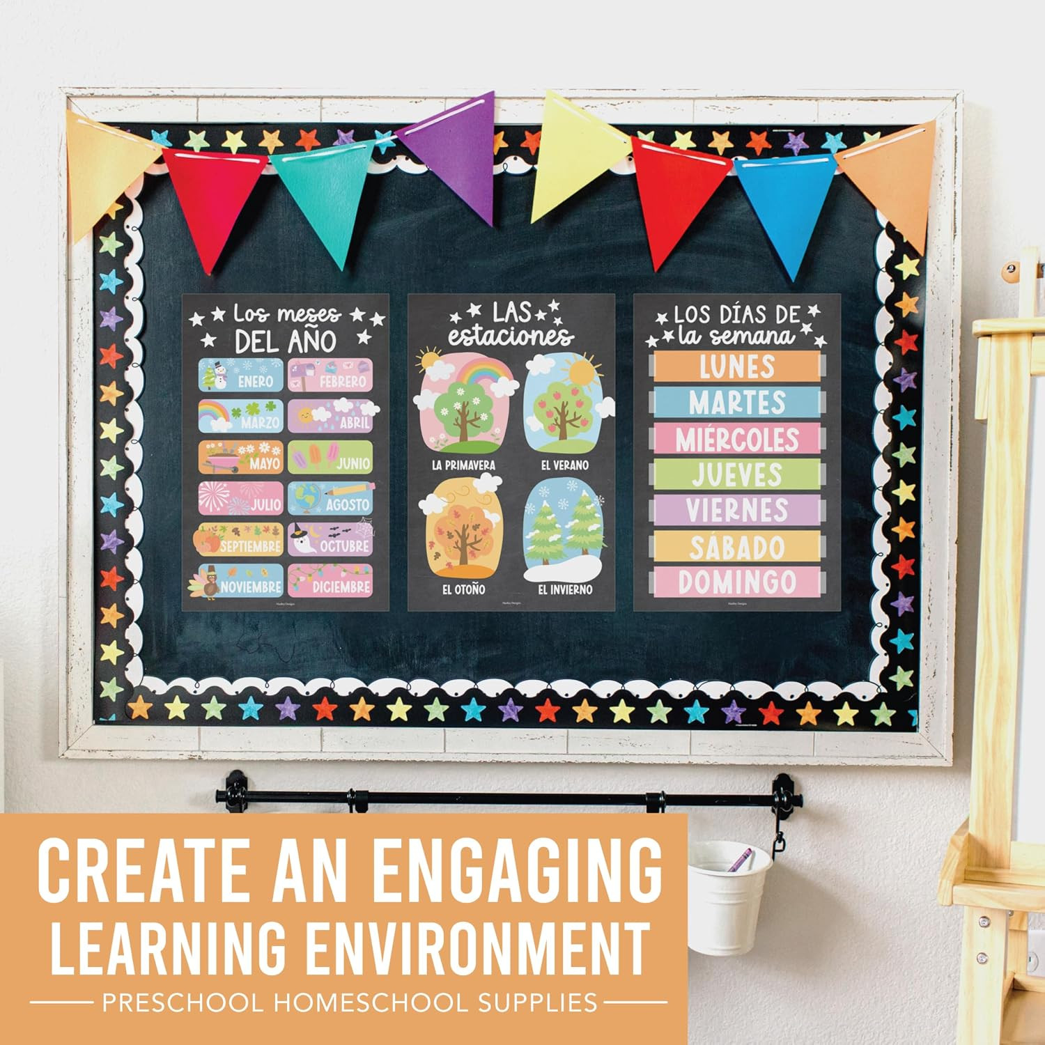 Spanish Posters for Classroom -12 Bilingual Educational Posters for Spanish Clas