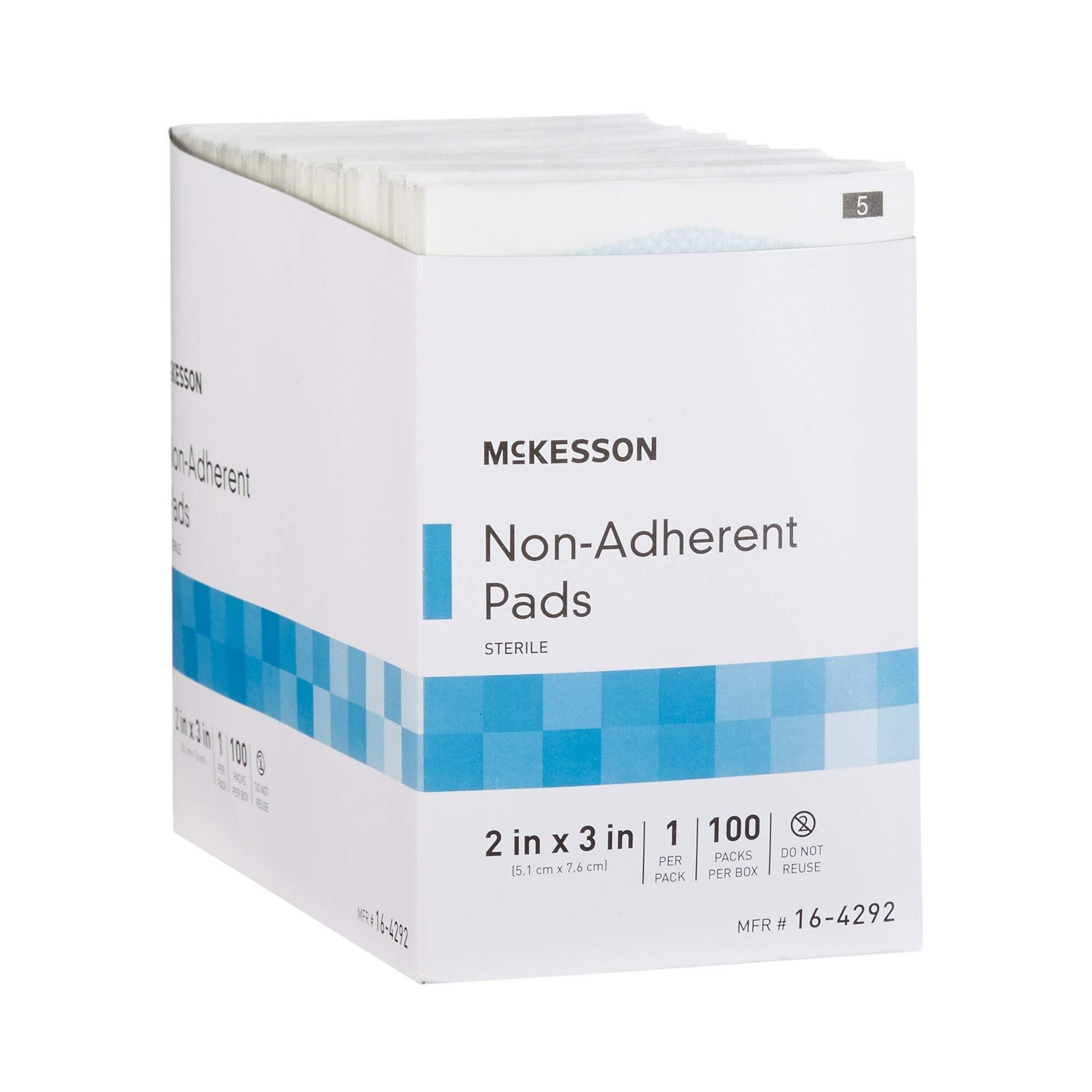 McKesson Non-Adherent Pads for Wounds, 2×3 Inch, 100 Count, White