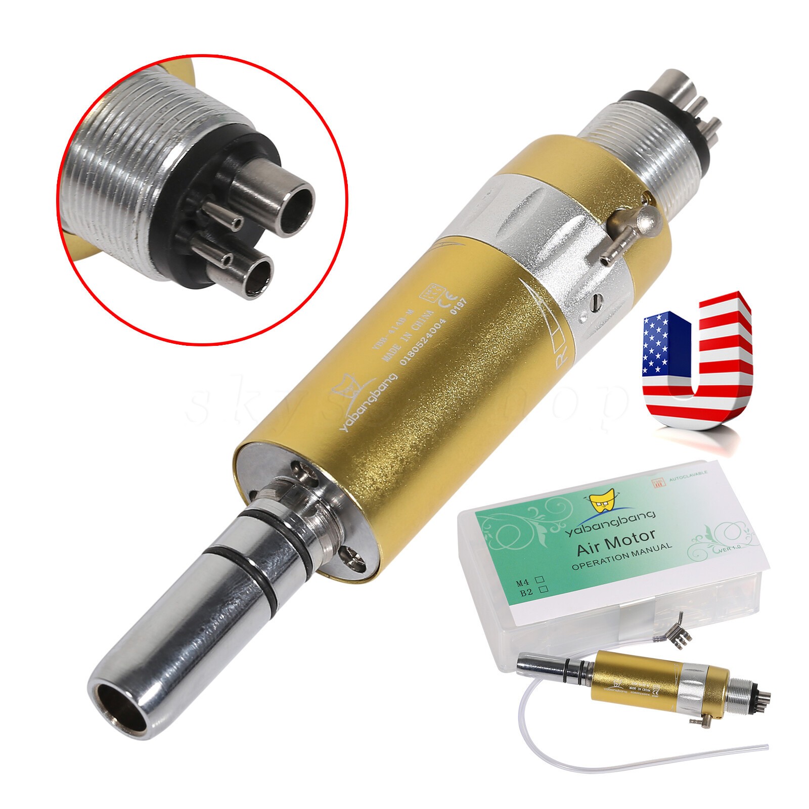 Dental low slow speed straight handpiece/ contra angle/air motor 4 Holes / RA1-8