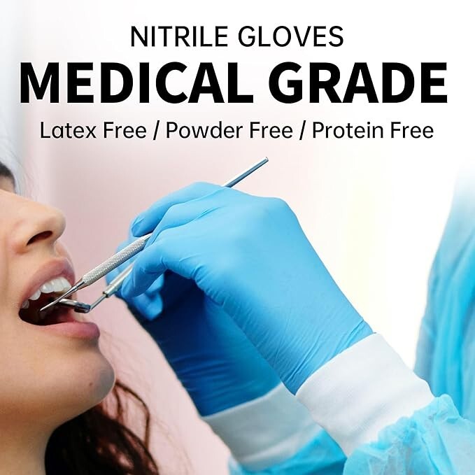 1000PCS Nitrile Disposable Medical Exam Gloves, 5Mil, Protein/Latex/Powder Free
