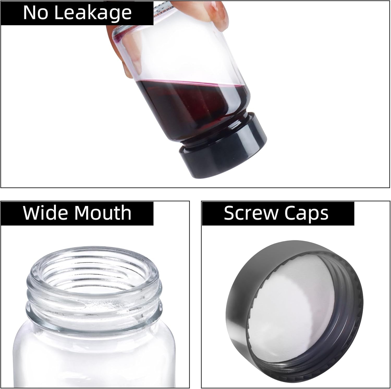 2 OZ Glass Bottles with Caps, 12 Pack 60 ML Empty Juicing 2oz-60ml, Clear