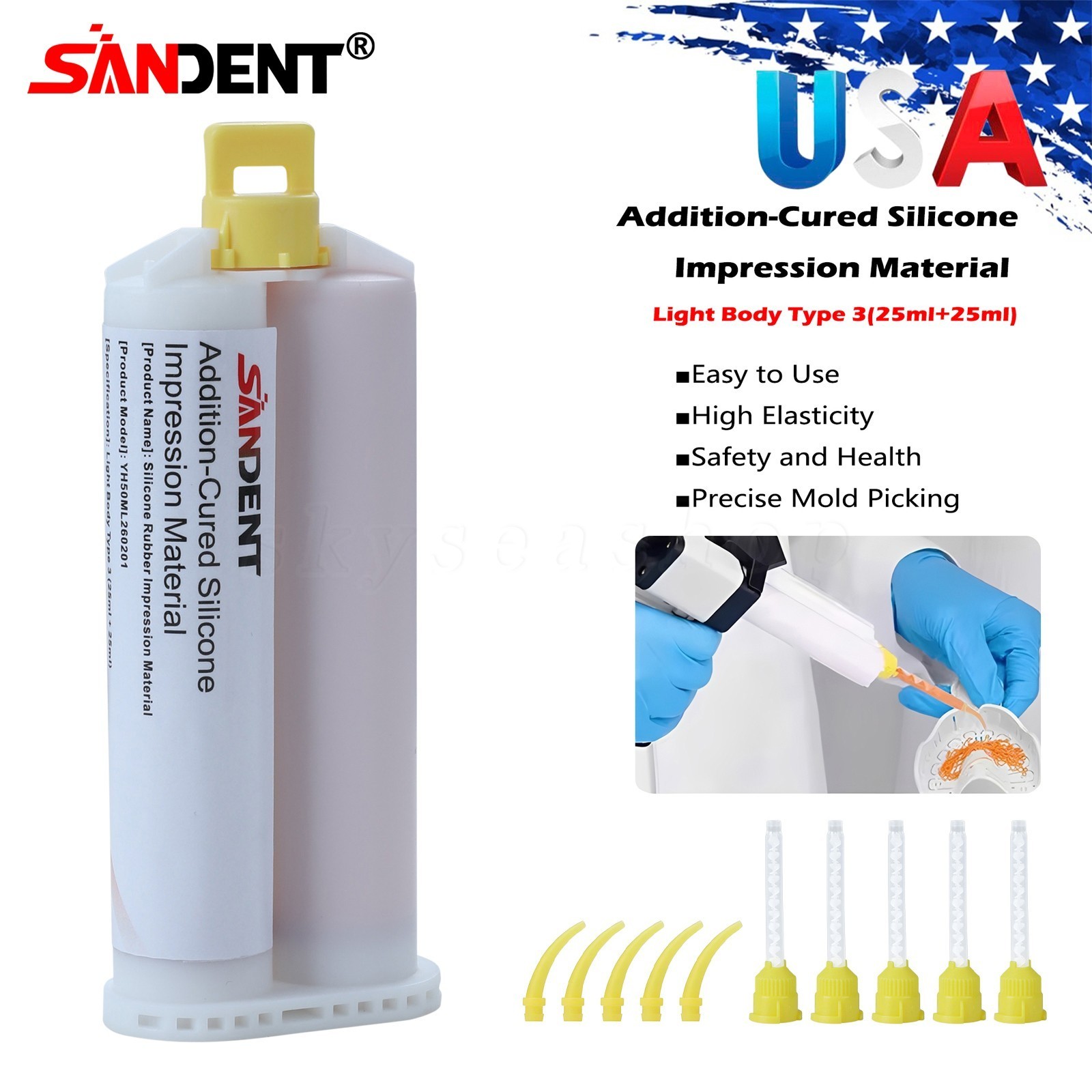 REGULAR SET Light Body Dental Impression Material VPS 50ml 5 Tips