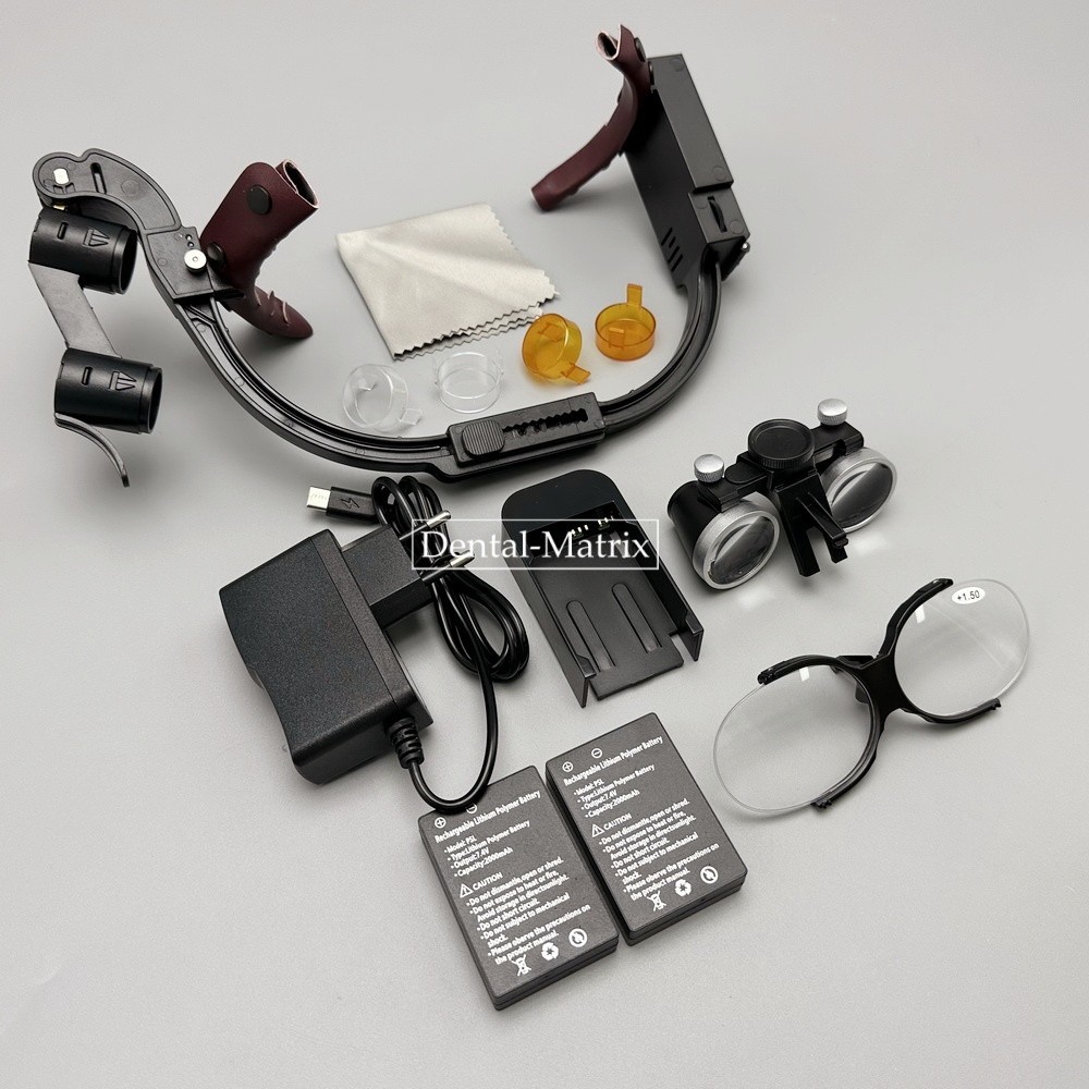 2.5x 3.5x Medical Dental Binocular Loupes Headband Magnifier LED Headlight US/EU