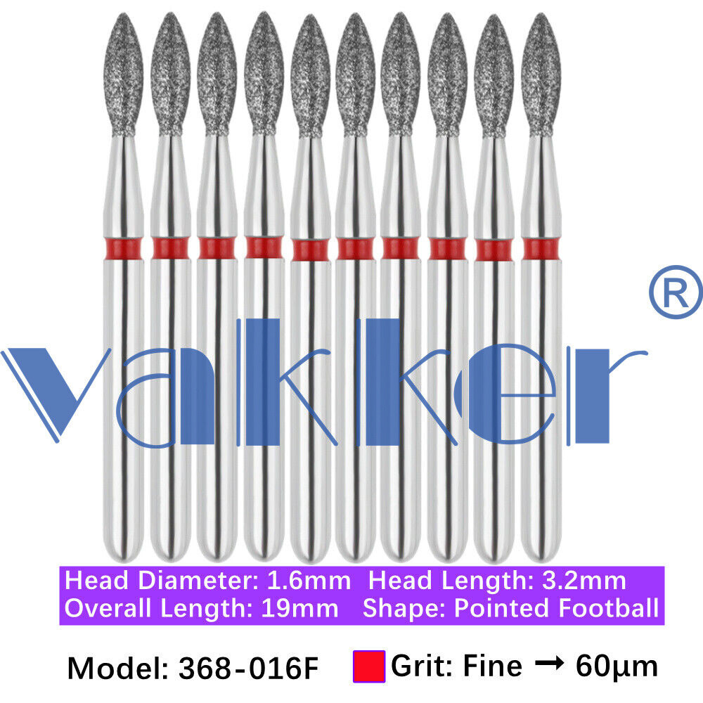 10pc/pk Diamond Burs Shape Football Diamond Bur Super Fine Medium Coarse