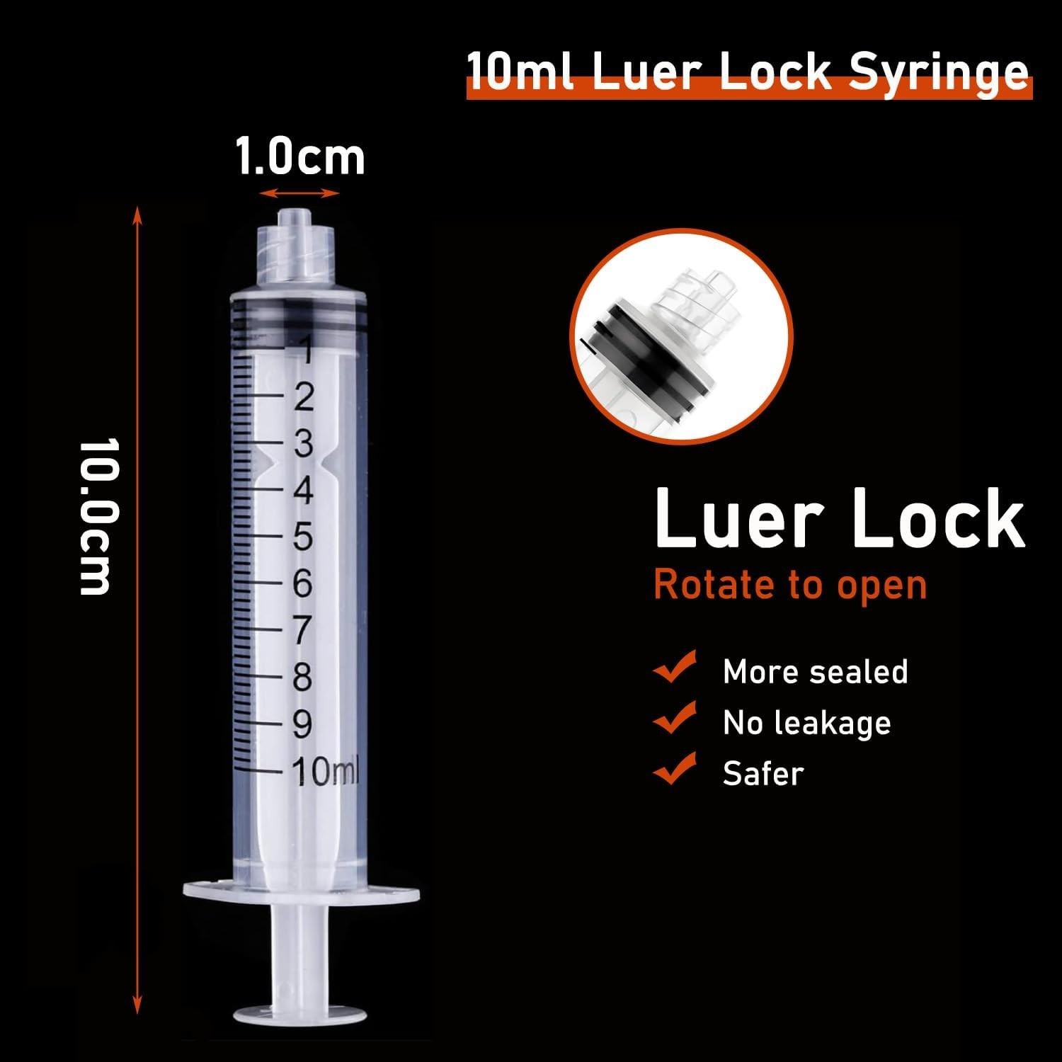 10x 3mL Plastic Syringe Luer Lock Screw Tip End Liquid Animal Fee