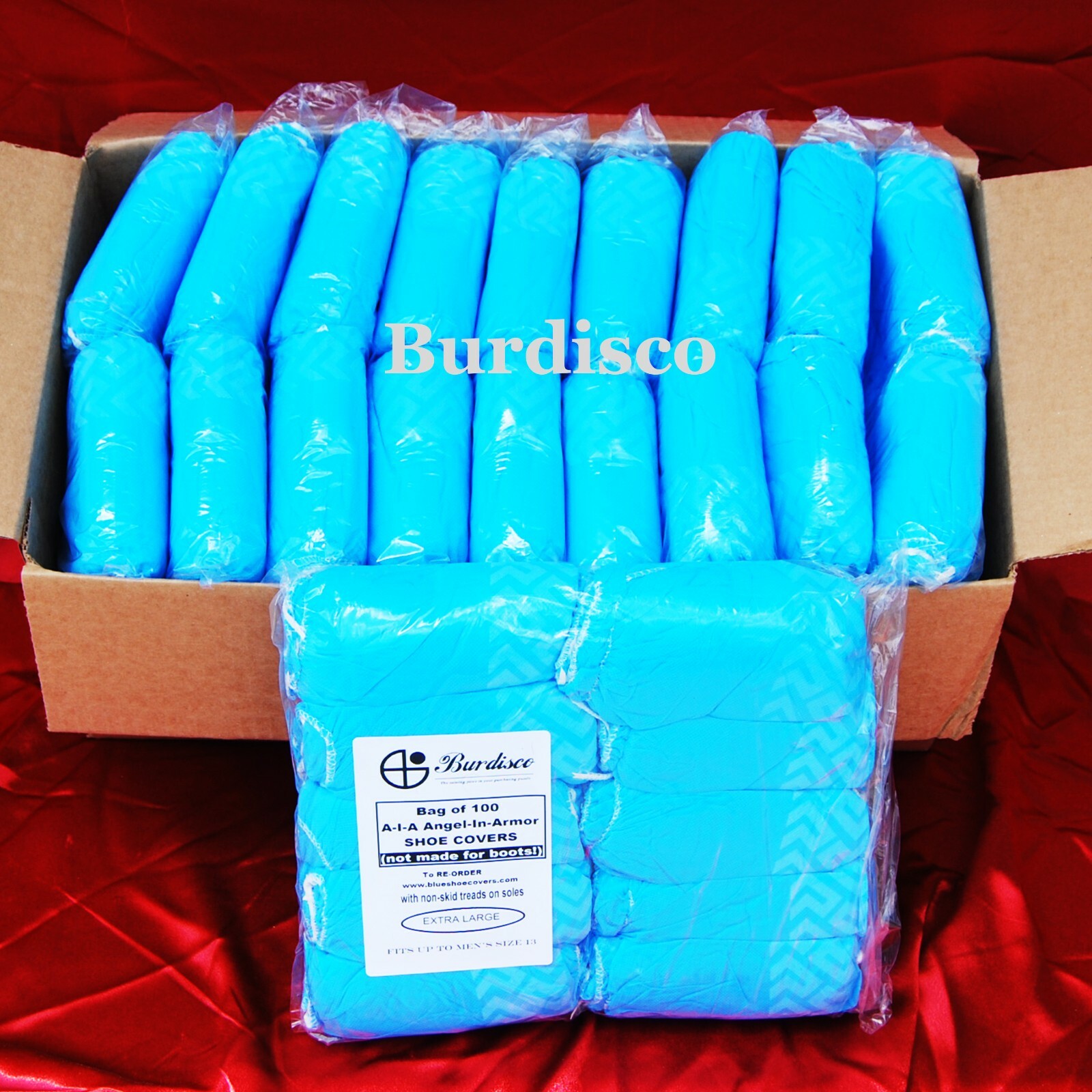 100 Non Skid Shoe Covers- Disposable Medical A-I-A Brand Up to Men’s Size 11
