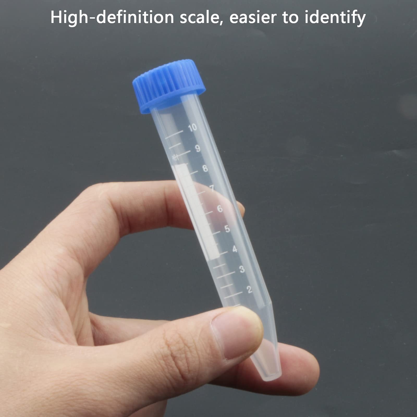 20-Pack 10ml Conical Centrifuge Tube with Blue Screw Cap Clear Graduation