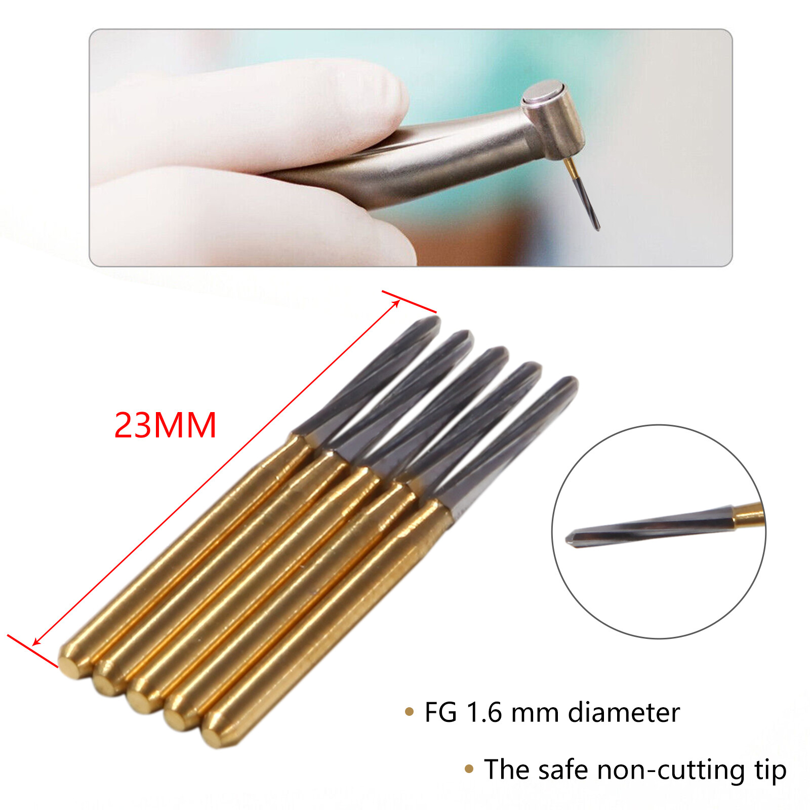 Endo-Z Bur Dental Carbide Tungsten SANDENT 1.4*23mm Surgical Cutter 5Pcs DL