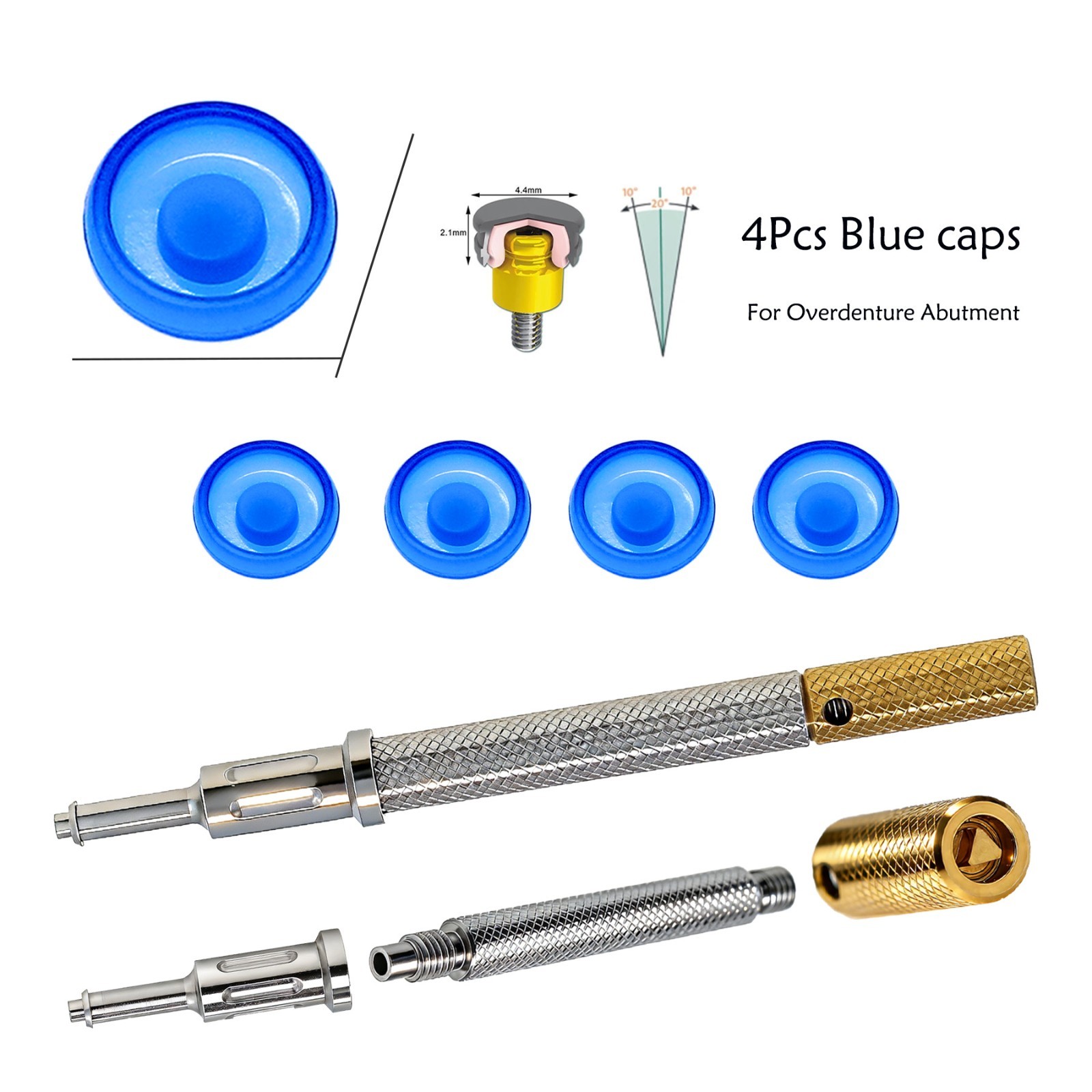Dental Overdenture Implant Locator Abutment Retention Caps Male Cap Inserts Set
