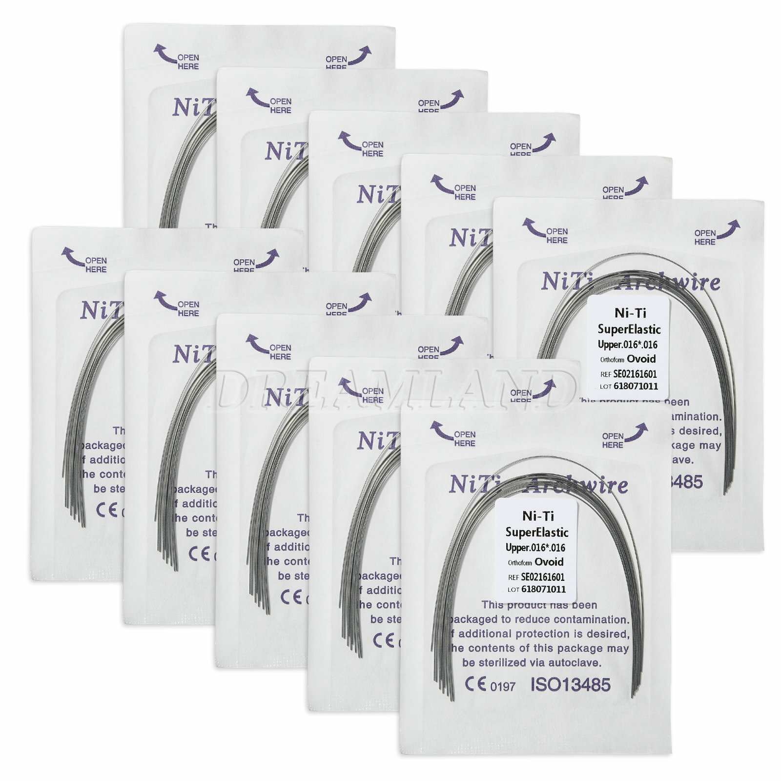 10 Packs Dental Super Elastic Niti Rectangular Arch Wire Ovoid Form 16*16 Upper