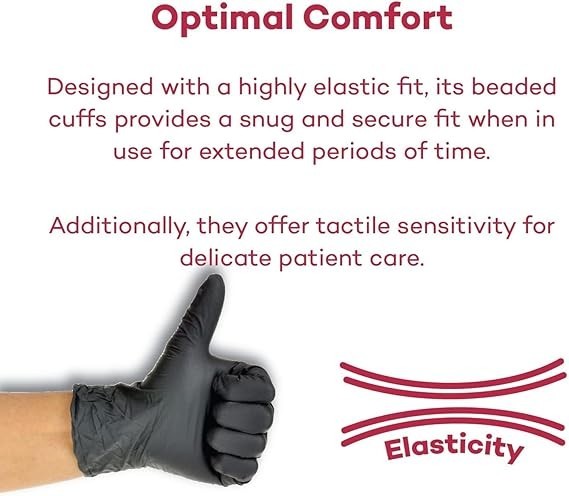 Dealmed Black Nitrile Exam Gloves Disposable Medical First Aid Multi-Purpose