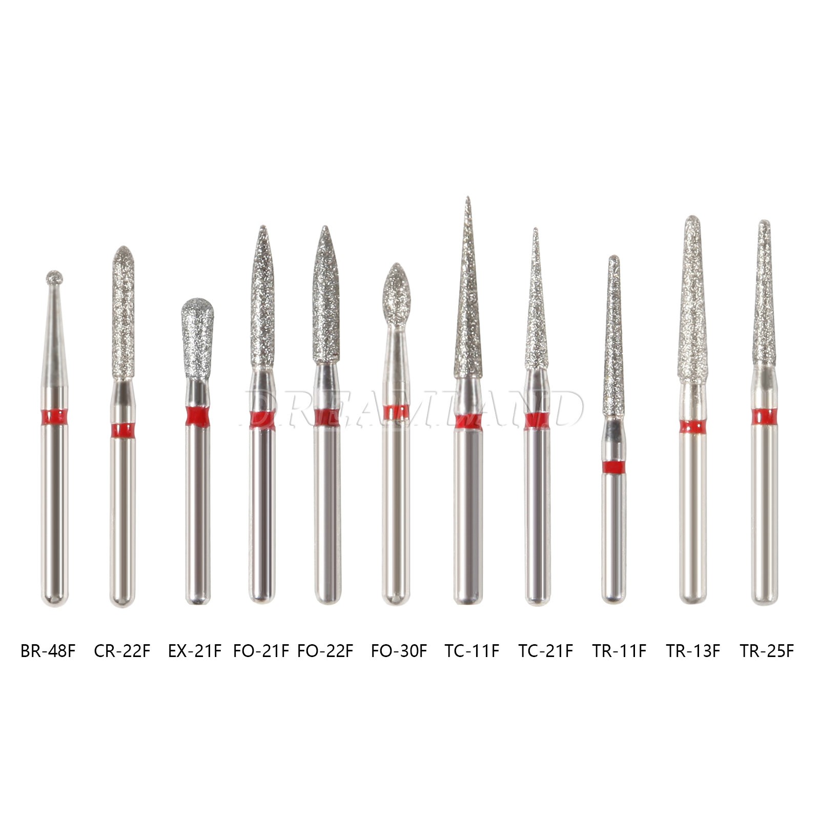 100 piezas/20 tipos Burr fresas de diamante salees FG medio 1,6mm FG1.6mm SKY