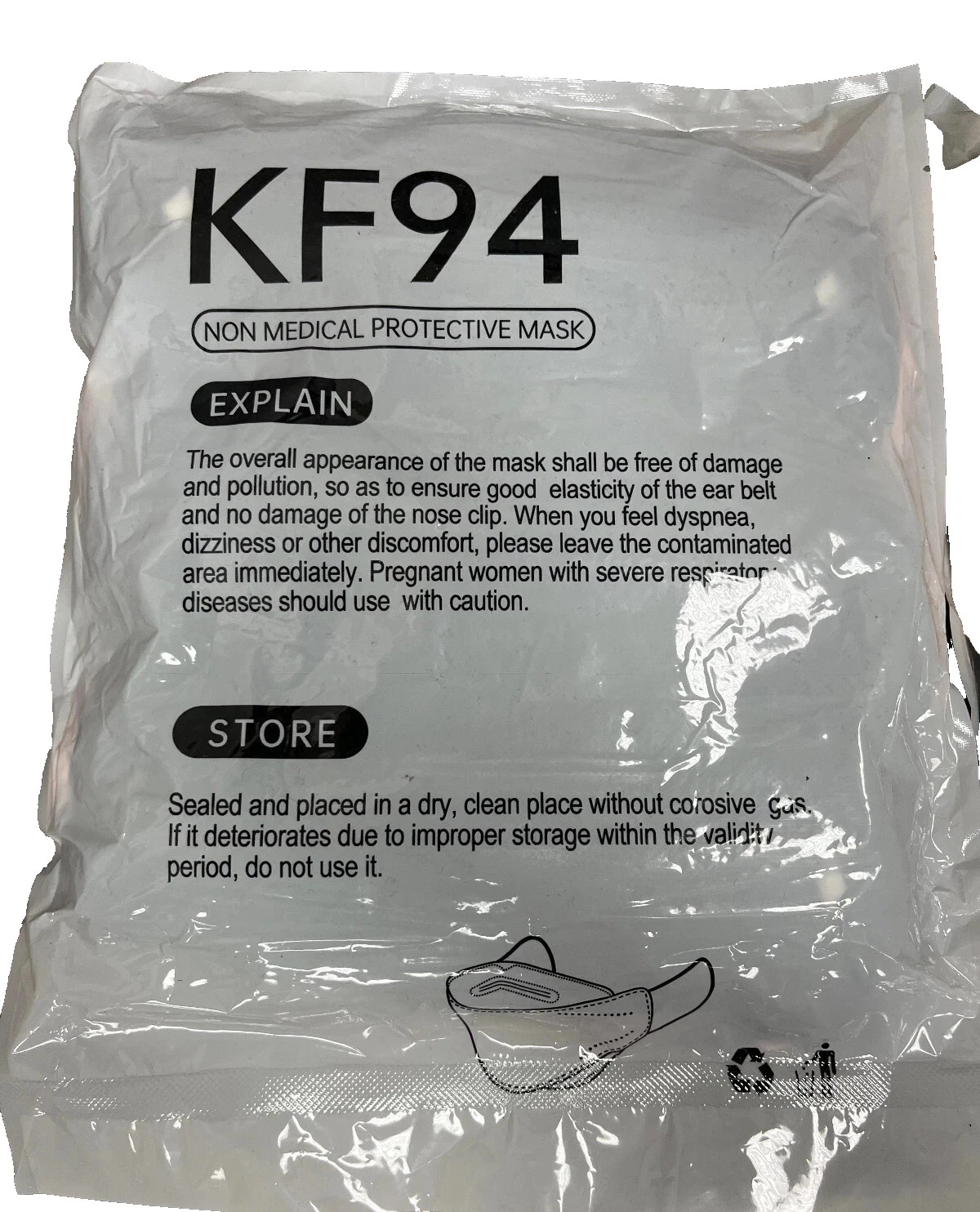 100Pcs Black KF94 Face Mask 3 Layer Disposable Mask – NEW –