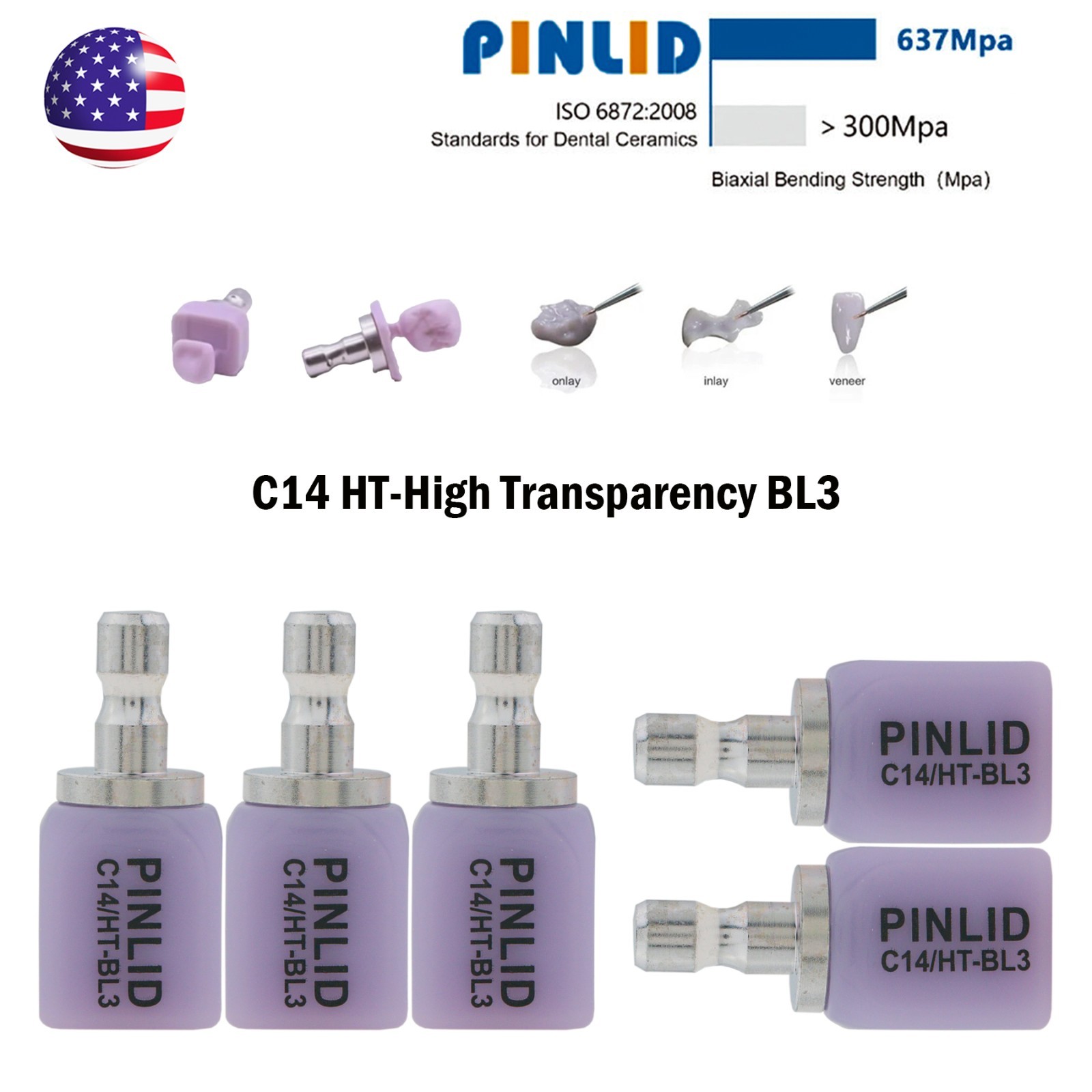 US C14 Emax Dental Glass Ceramic HT LT Lithium Dislicate CAD/CAM Cerec Blocks