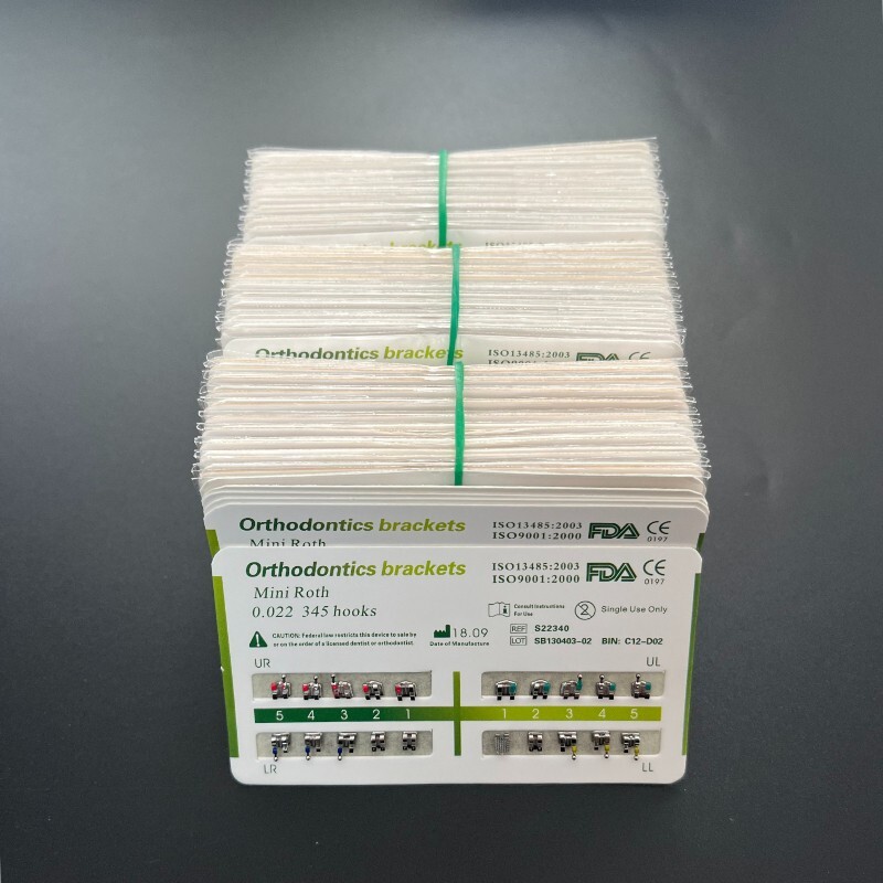 1-200Sets Dental Orthodontic Metal Brackets Mini Roth 022 345 hooks Mesh Base