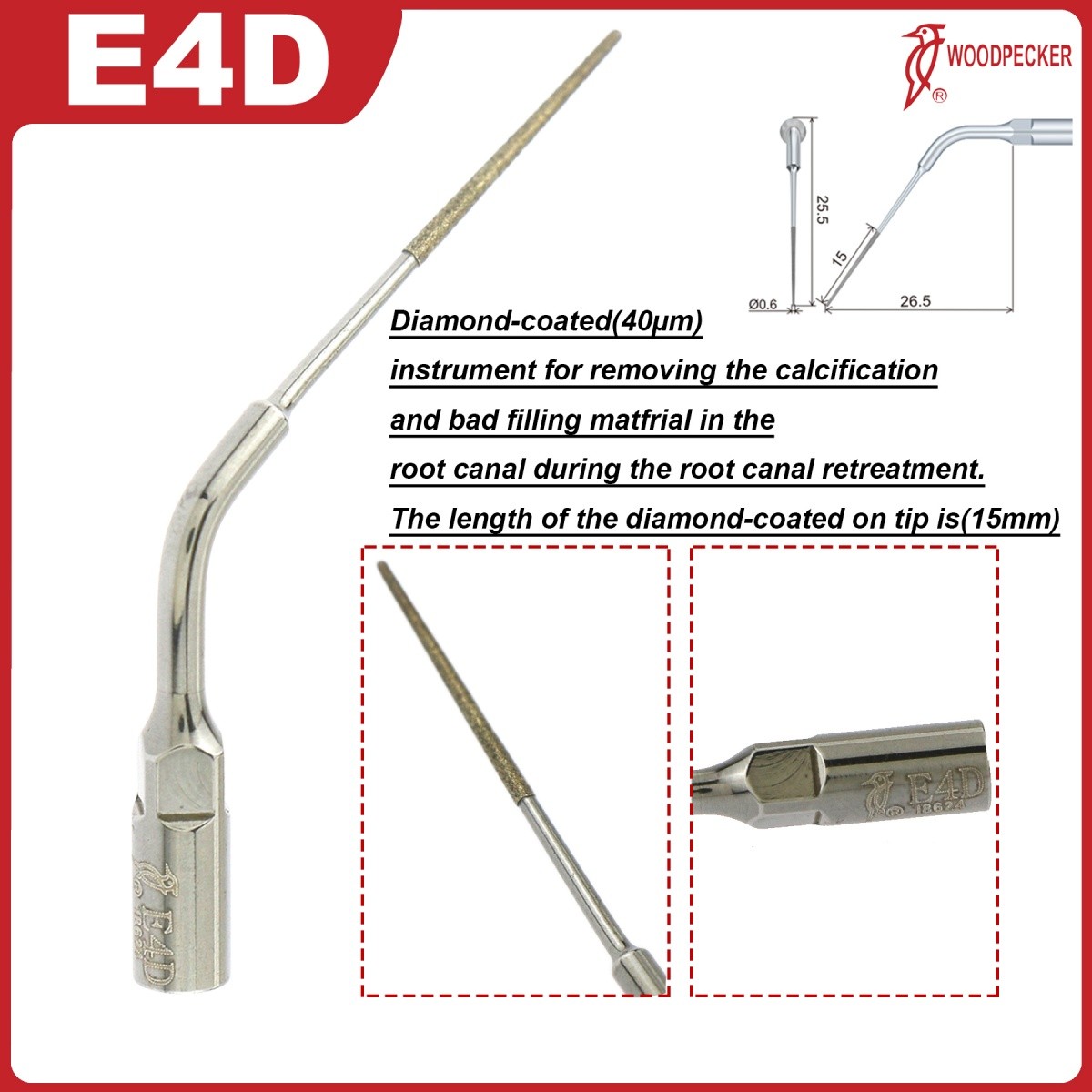 Woodpecker Dental Scaler Tips E Endo treatment tips Fit EMS Ultrasonic Scaler
