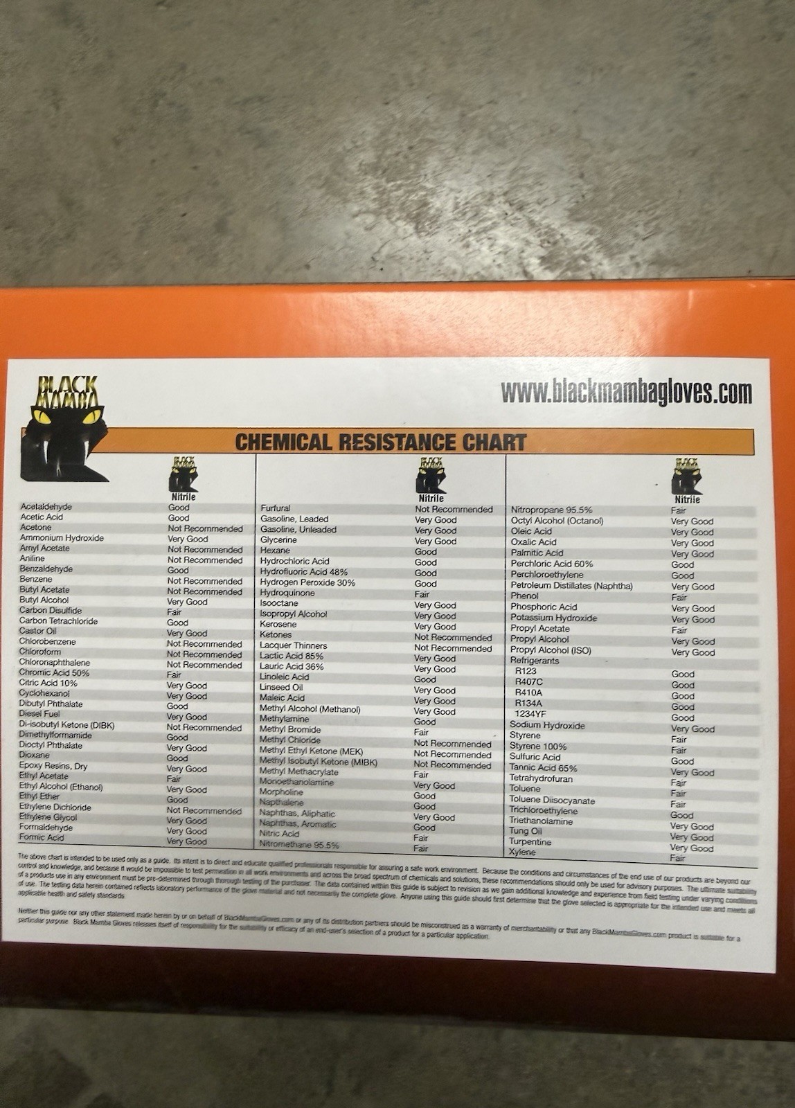 Black Mamba Orange Torque Grip Nitrile Powder-Free Gloves XX-Large 100 Count
