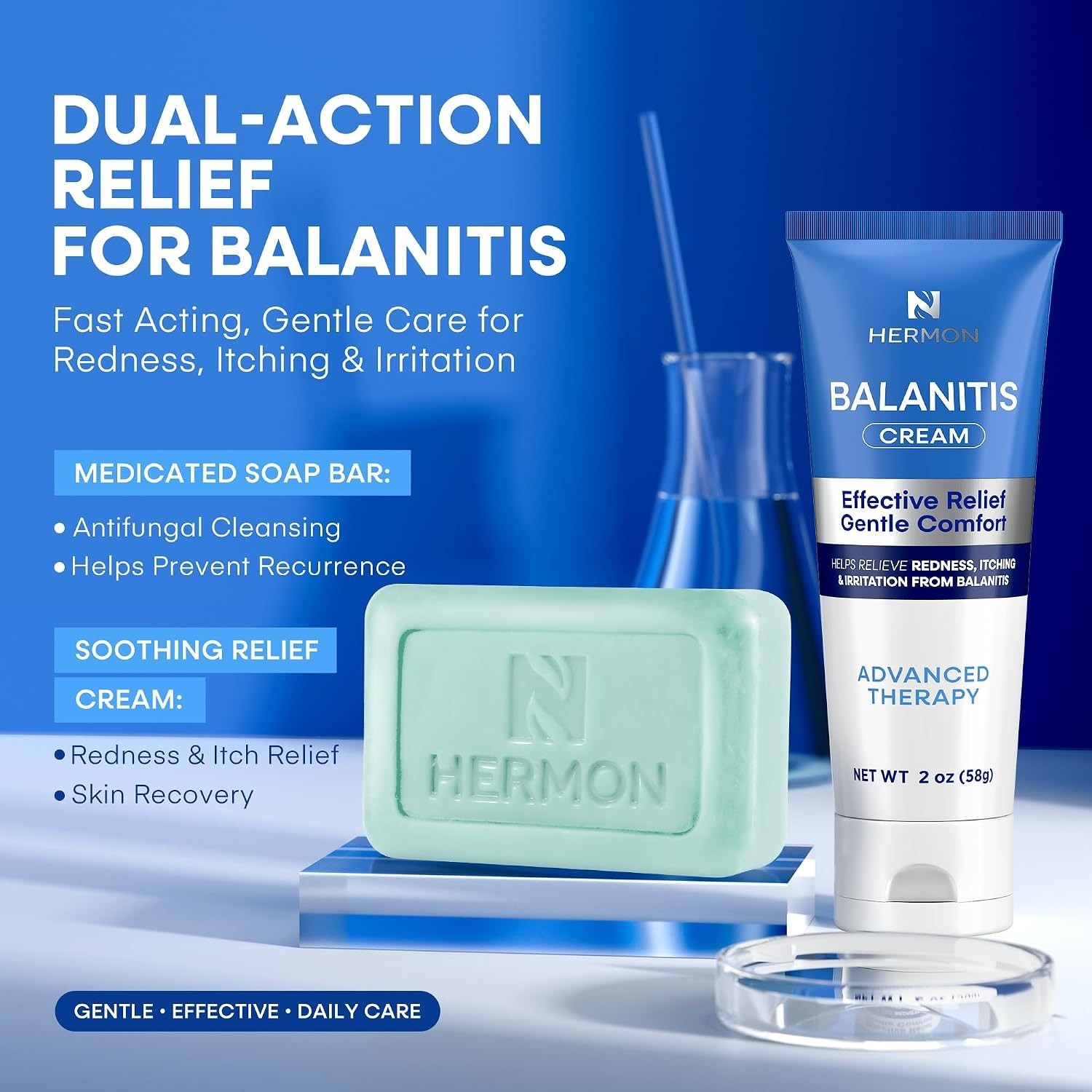 Balanitis Treatment for Men Relief Kit: Soothing Cream 2oz & Clotrimazole 1% …