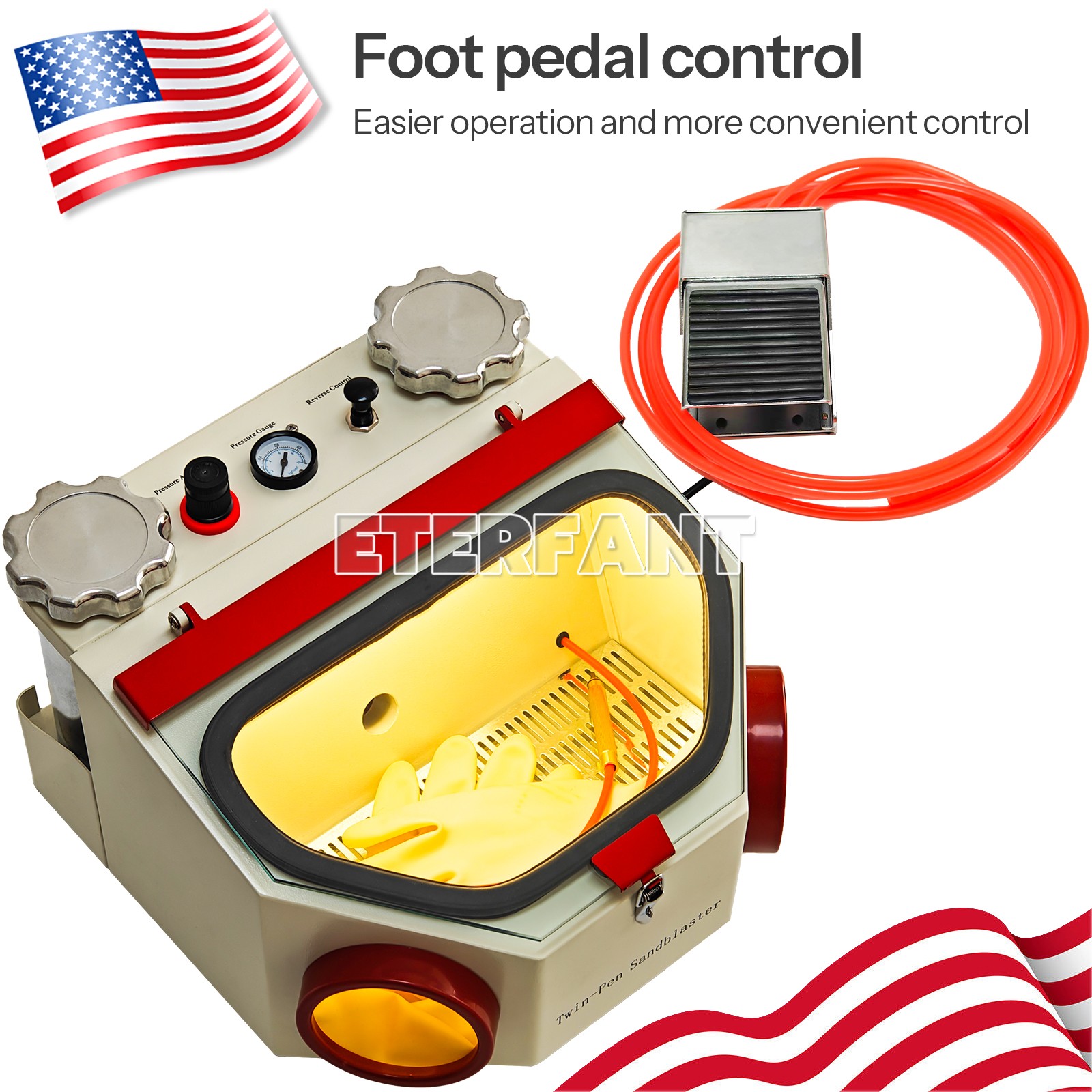 Dental Twin Pen Sandblaster with 2 Al Tanks/Dust-Free Grinding Machine with LED