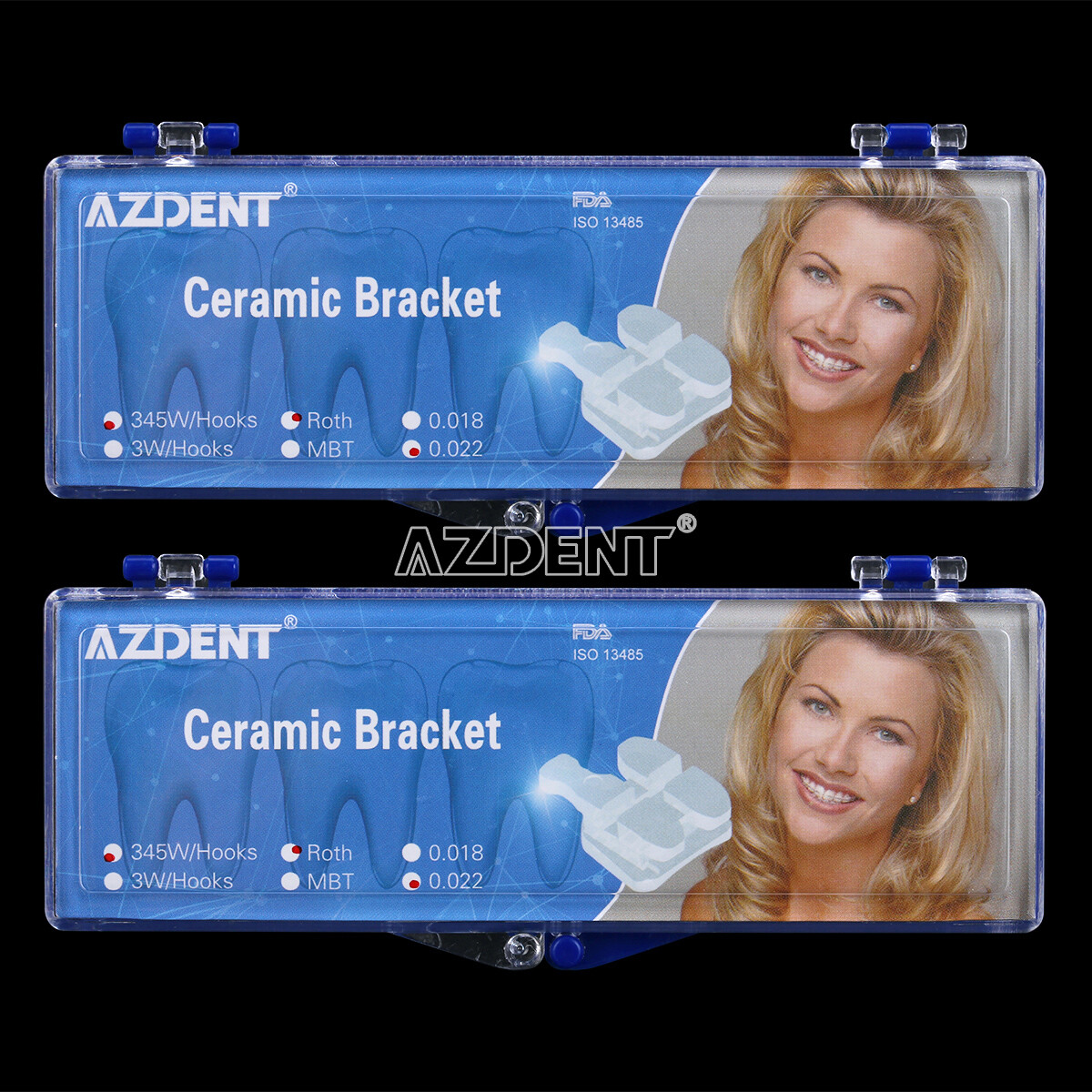 UPS AZDENT Dental Orthodontic Ceramic Brackets Braces Roth 0.022 3-4-5 Hooks