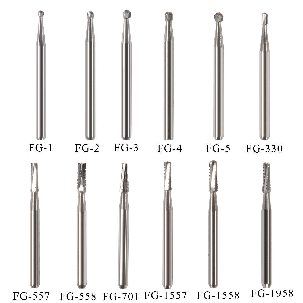 10-100Pcs Dental FG Tungsten Carbide Inverted Cone Bur High Speed Handpiece Burs