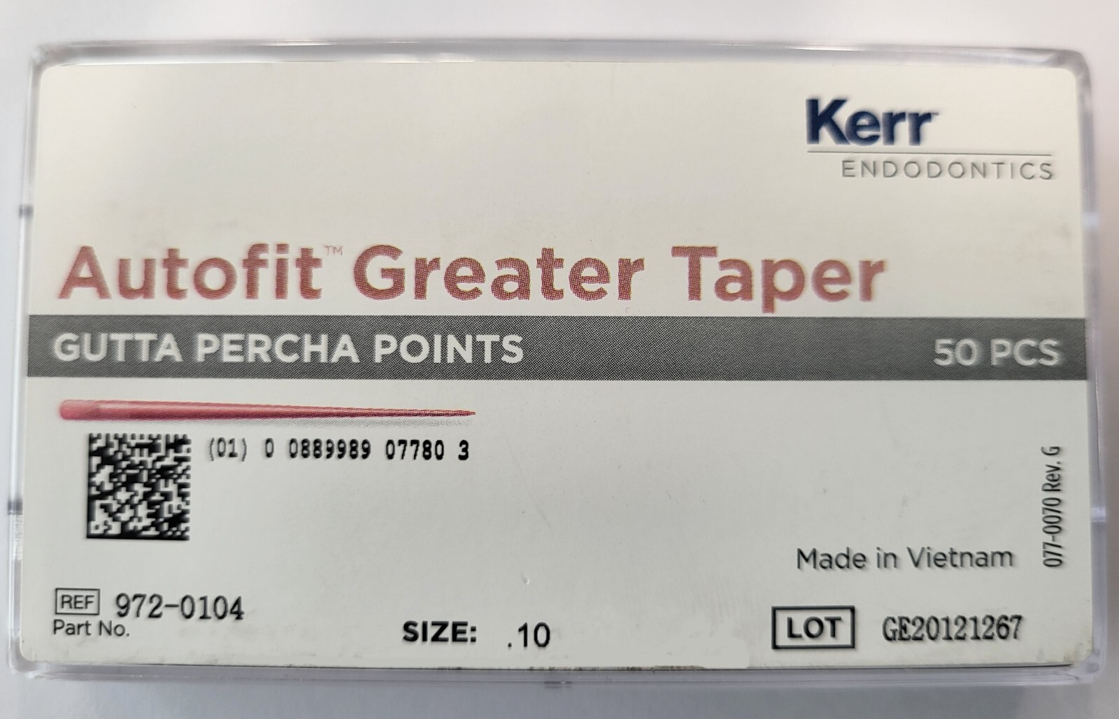 *50-Pieces* Kerr Autofit Greater Taper Size-.10 Gutta Percha Points 972-0104