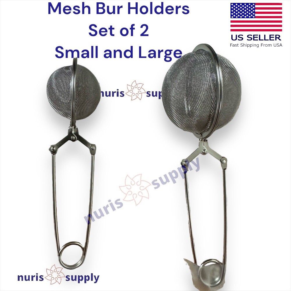 Set of 2 Mesh Bur Holder Dental Medical Tattoo Sterilization Stainless Steel