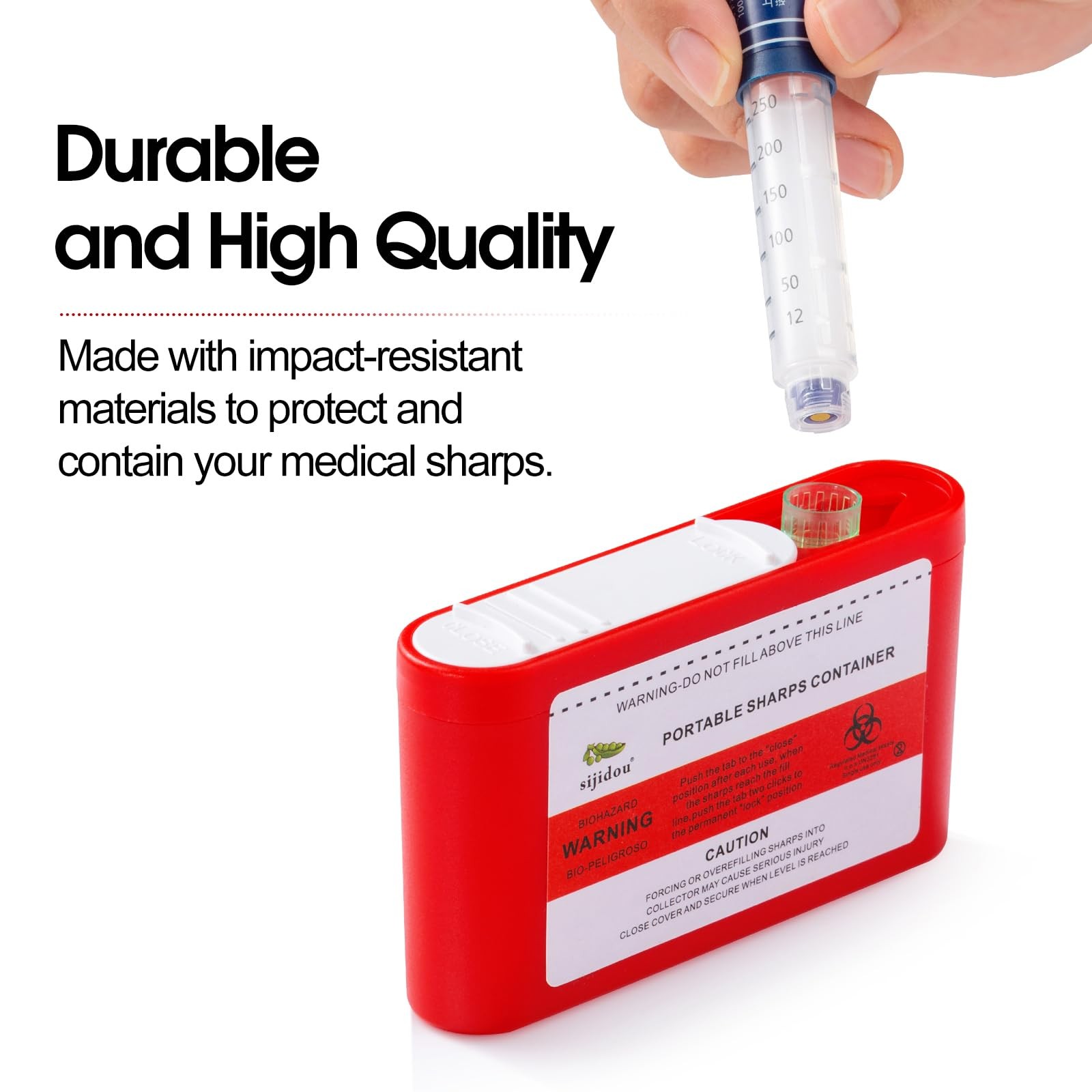 6 Pack Portable Sharps Container for Travel 3.9 x 0.8 x 2.2 inches, 70ml, Red