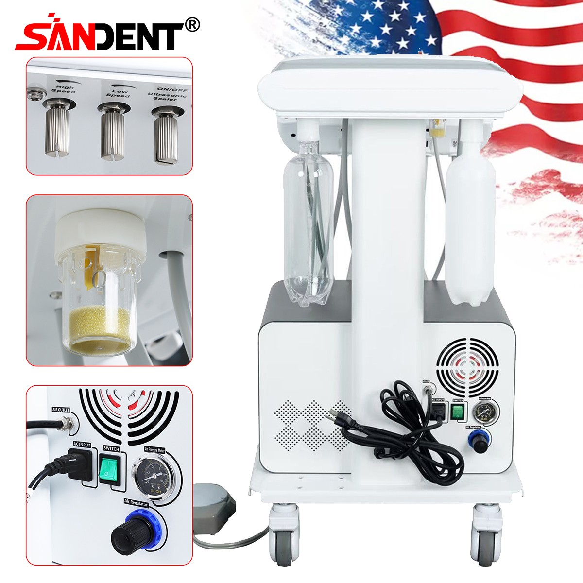 Portable Dental Delivery Unit Air Compressor Suction System 4H Light Scaler