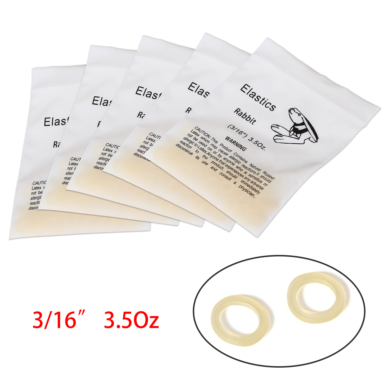 Dental Orthodontic Elastics Bands Rabbit Force 3.5 OZ,3/16″ 500pcs with 5 bags
