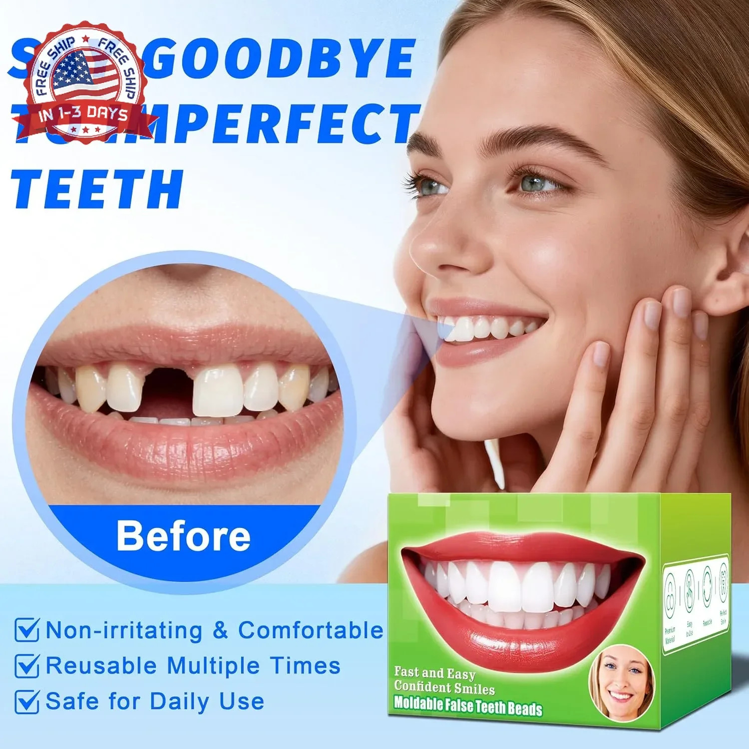 Temporary Tooth Repair Kit, Moldable False Teeth Beads | Fix Broken, Chipped, or