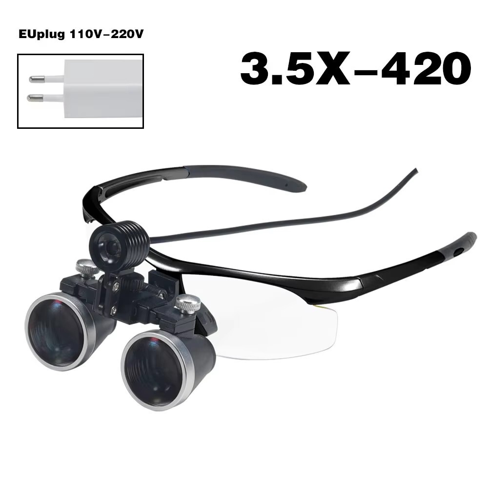 3.5X-420 Dental Binocular Loups Clip-on Magnifying Loupe for Glasses US/EU Plug