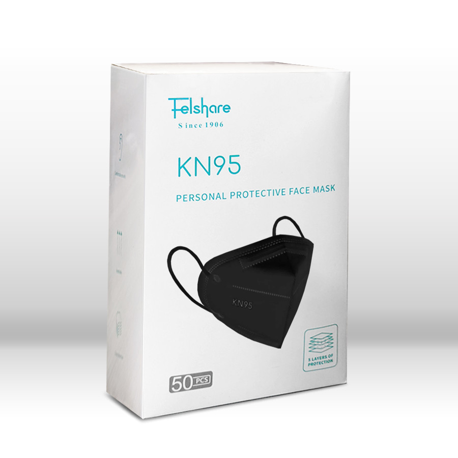 10/50/50 BLACK KN95 Disposable Face Masks 5 Layers Filters 95%+ PFE & BFE