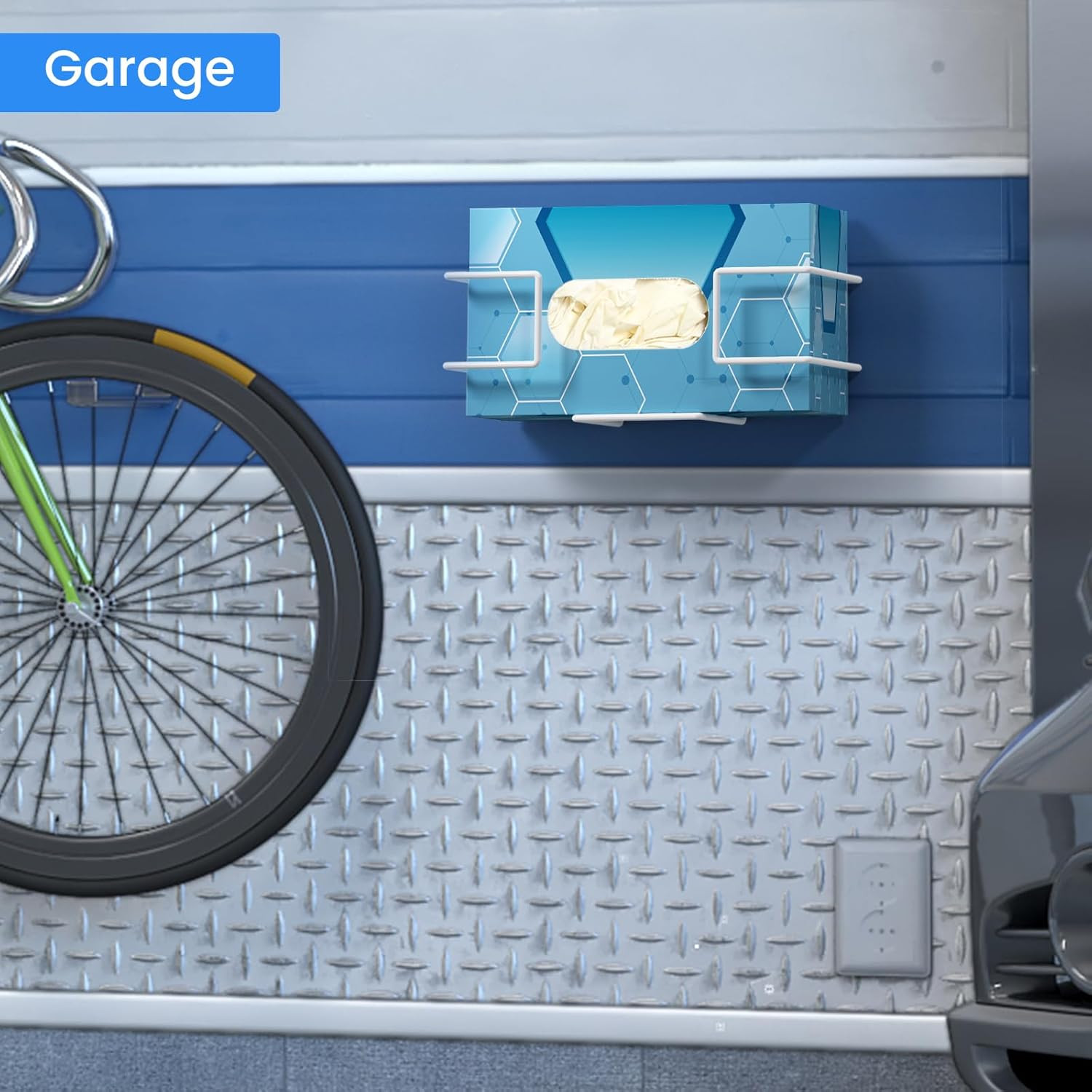 Glove Box Holder Wall Mount Disposable Glove Dispenser, Metal Glove Rack for Rub