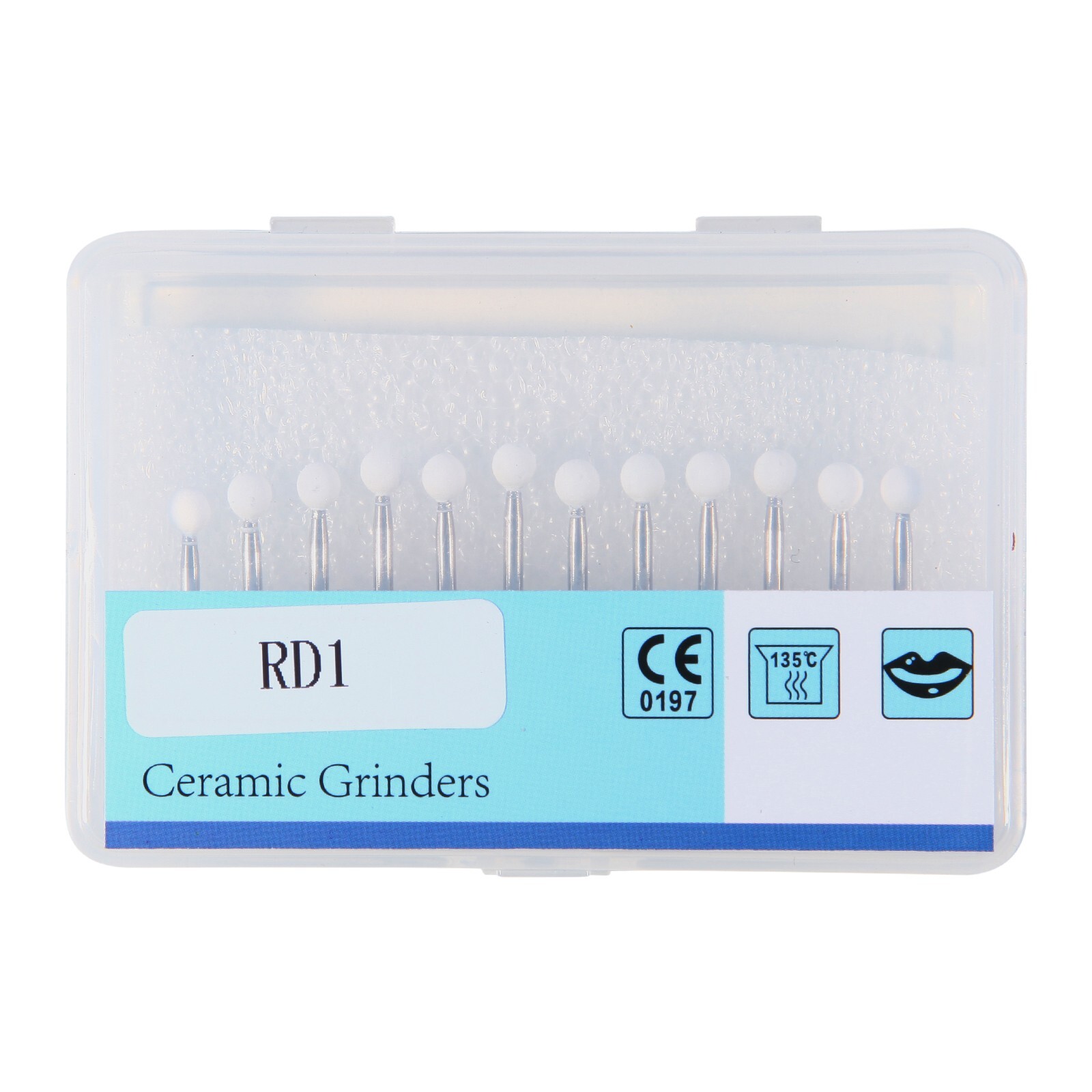 Dental White Stone Round Mounted Polishing Burs- FG 12/pks Abrasion Point Bur MD