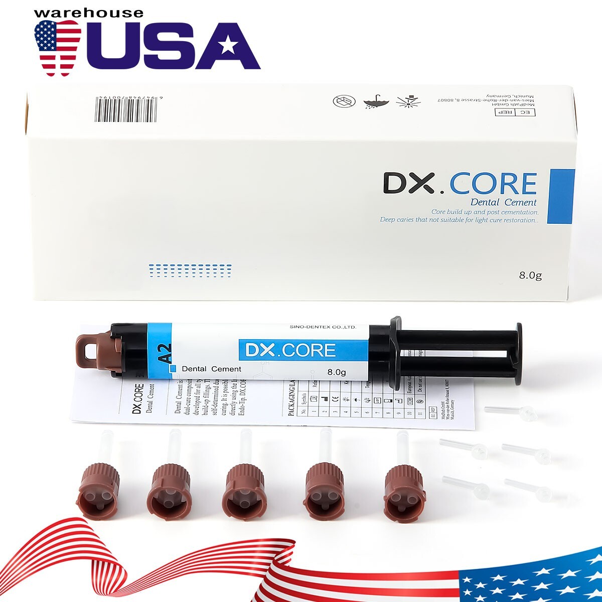 10X Dental Dual Cure Core Build Up Composite Resin Light & Self Cured A2 DENTEX