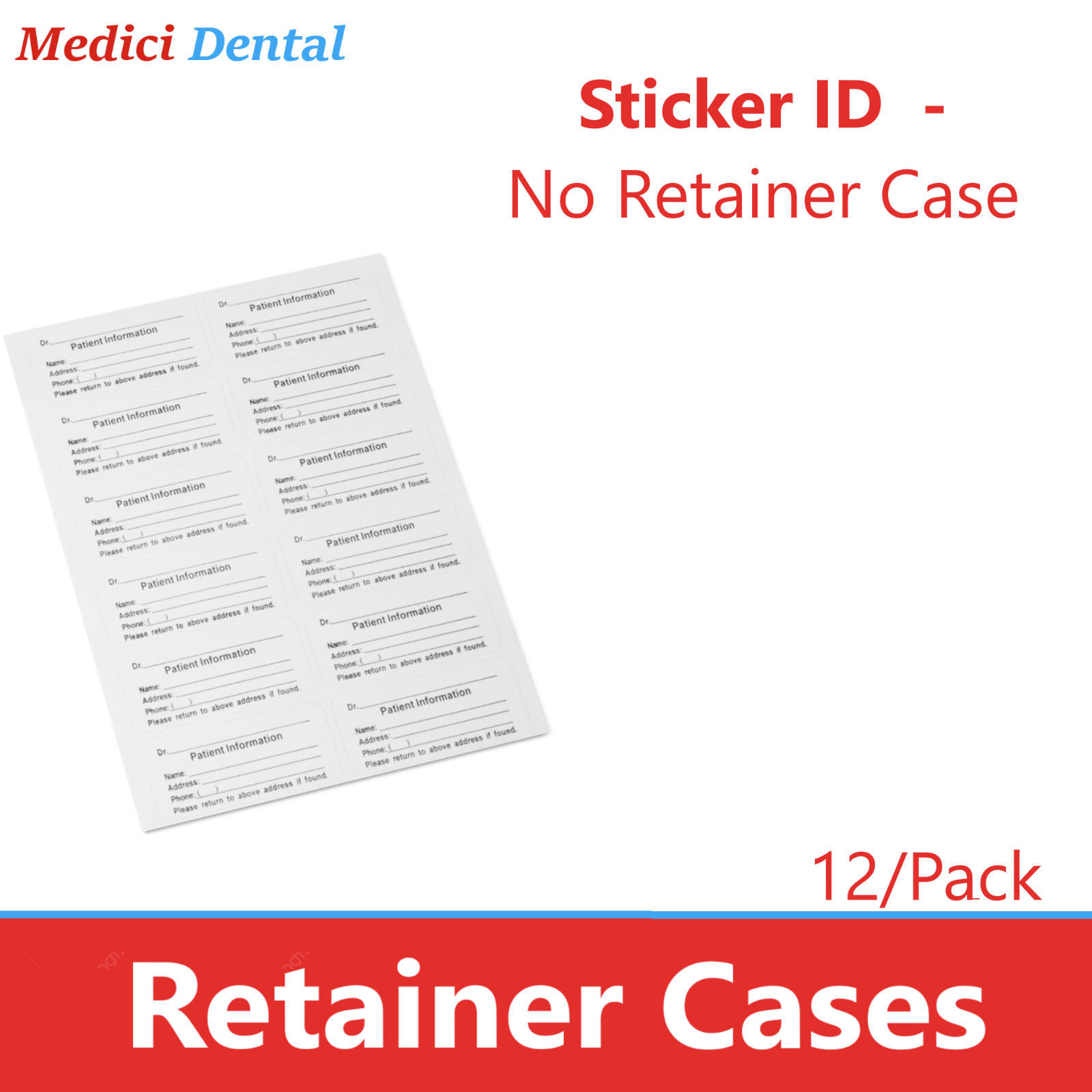 Dental Denture Box Retainer Box Carrier 4W x 2in x 3in Upto 200 Retainers/Case