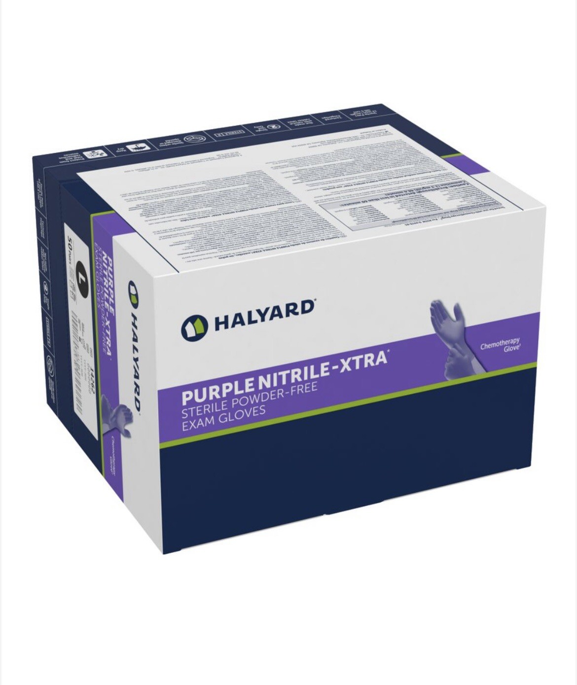 Halyard PURPLE NITRILE-XTRA Sterile Exam Gloves LARGE Box of 100 #14262