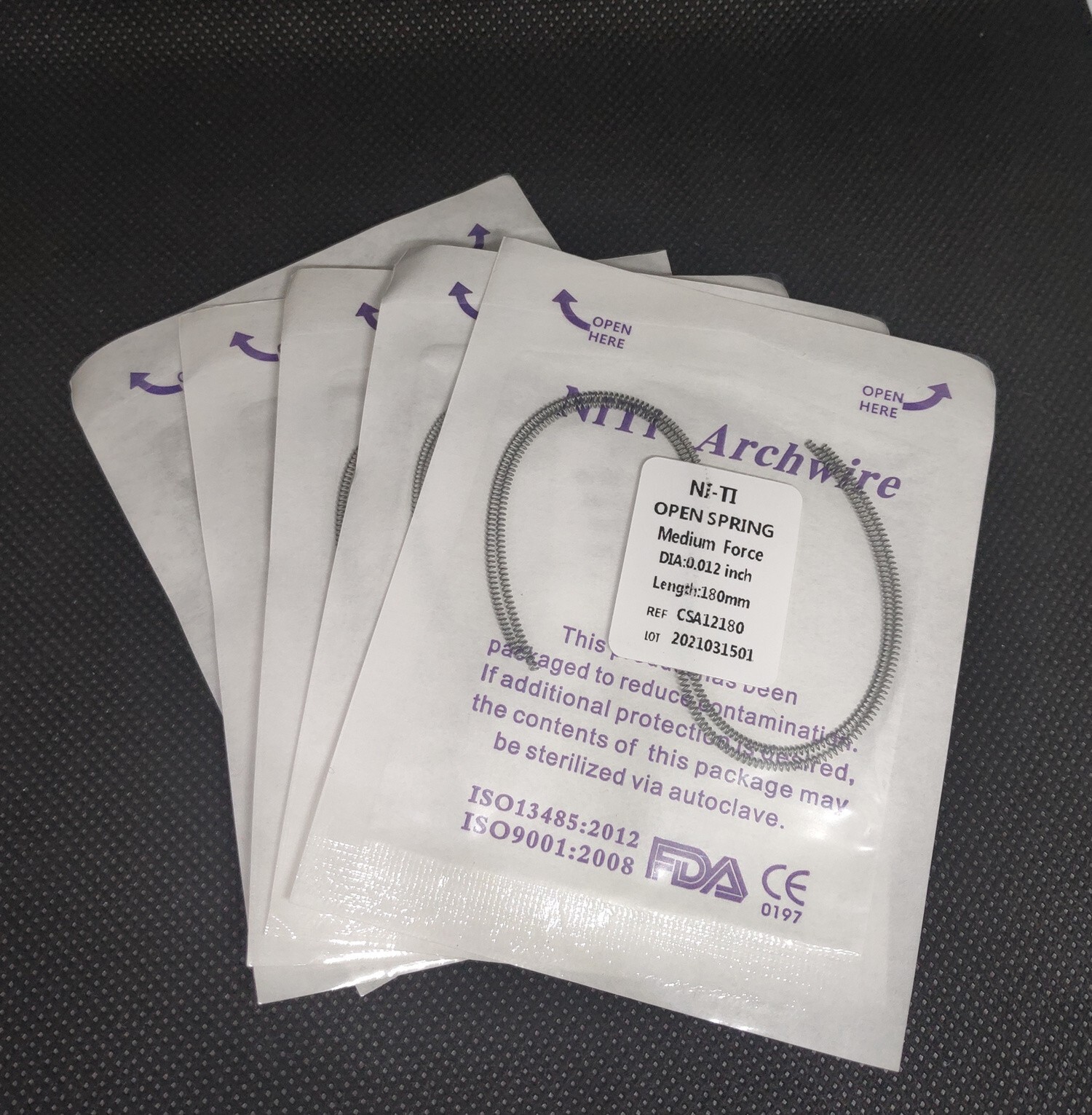10 Packs Dental Orthodontic Open Coil Spring NiTi Alloy 0.012*180mm Medium Force