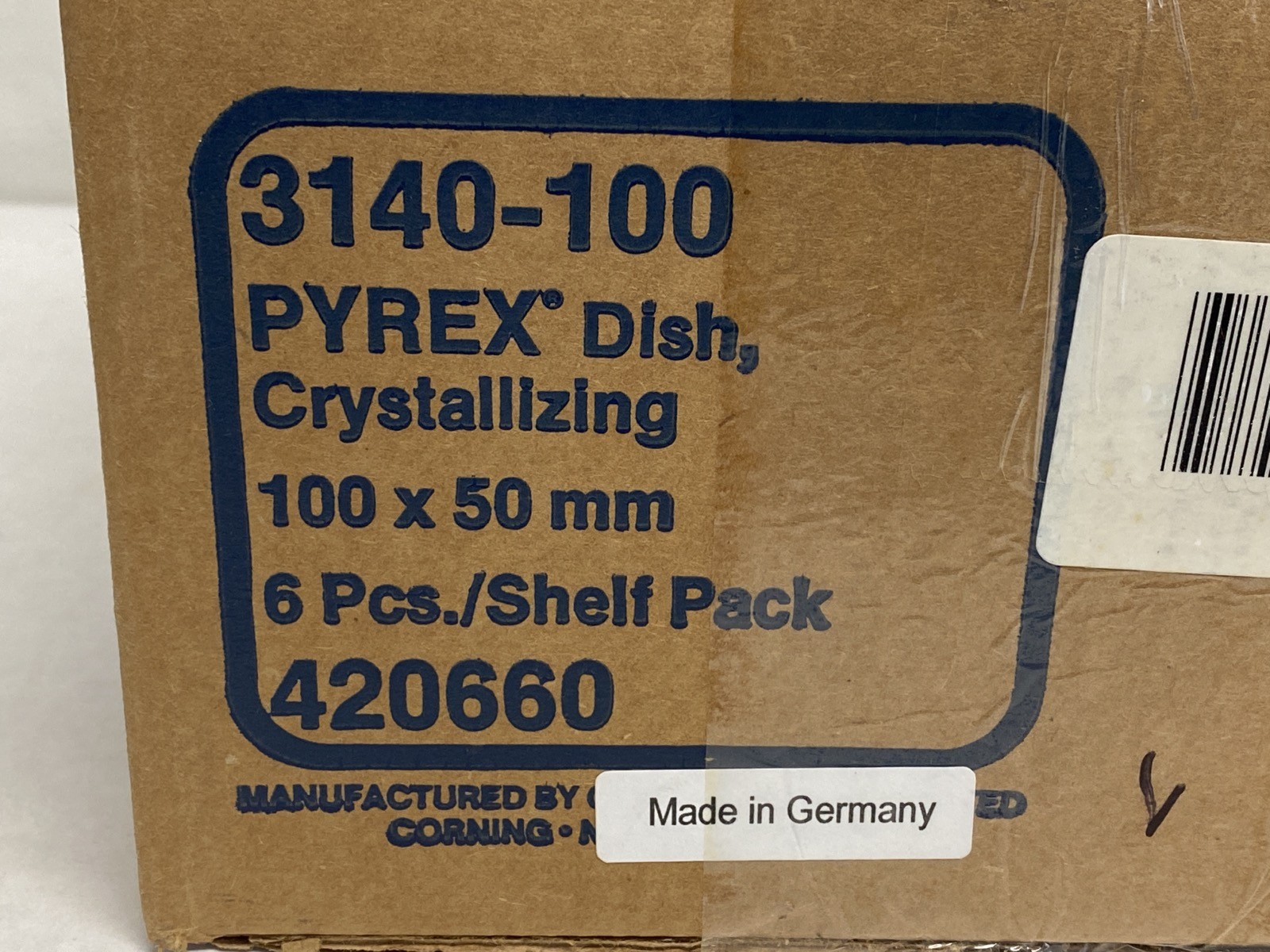 New (6/Pk) CORNING PYREX Glass 100x50mm 340mL Crystallizing Dishes 3140-100