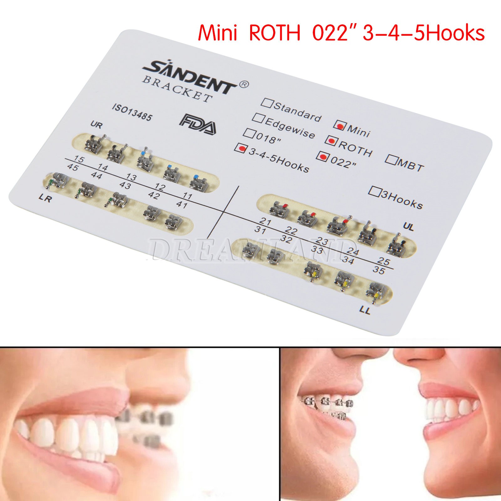 10Packs Dental Orthodontic Metal Brackets Braces Mini Roth.022 Hooks 345 Ortho