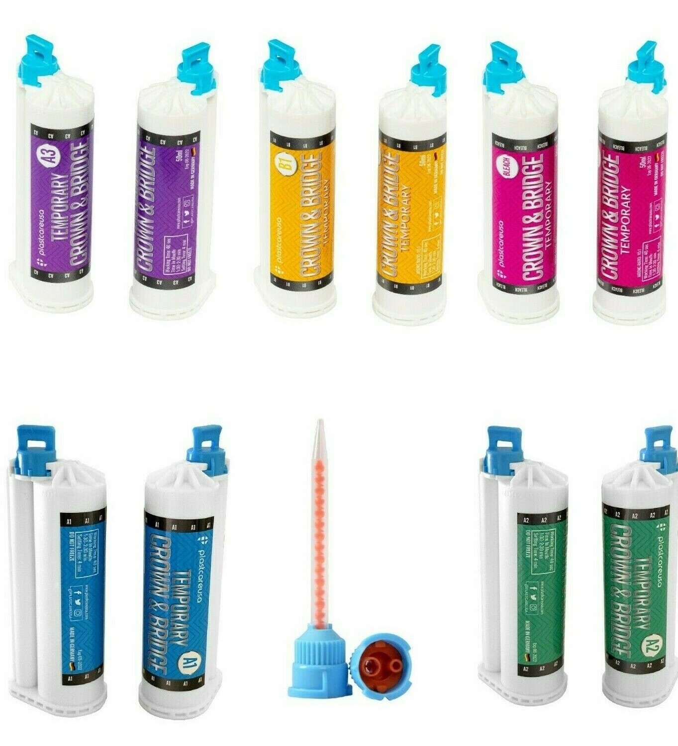 Temporary Crown Bridge Material + 10 Mixing Tips 10:1 All Shades Temp C&B 76g
